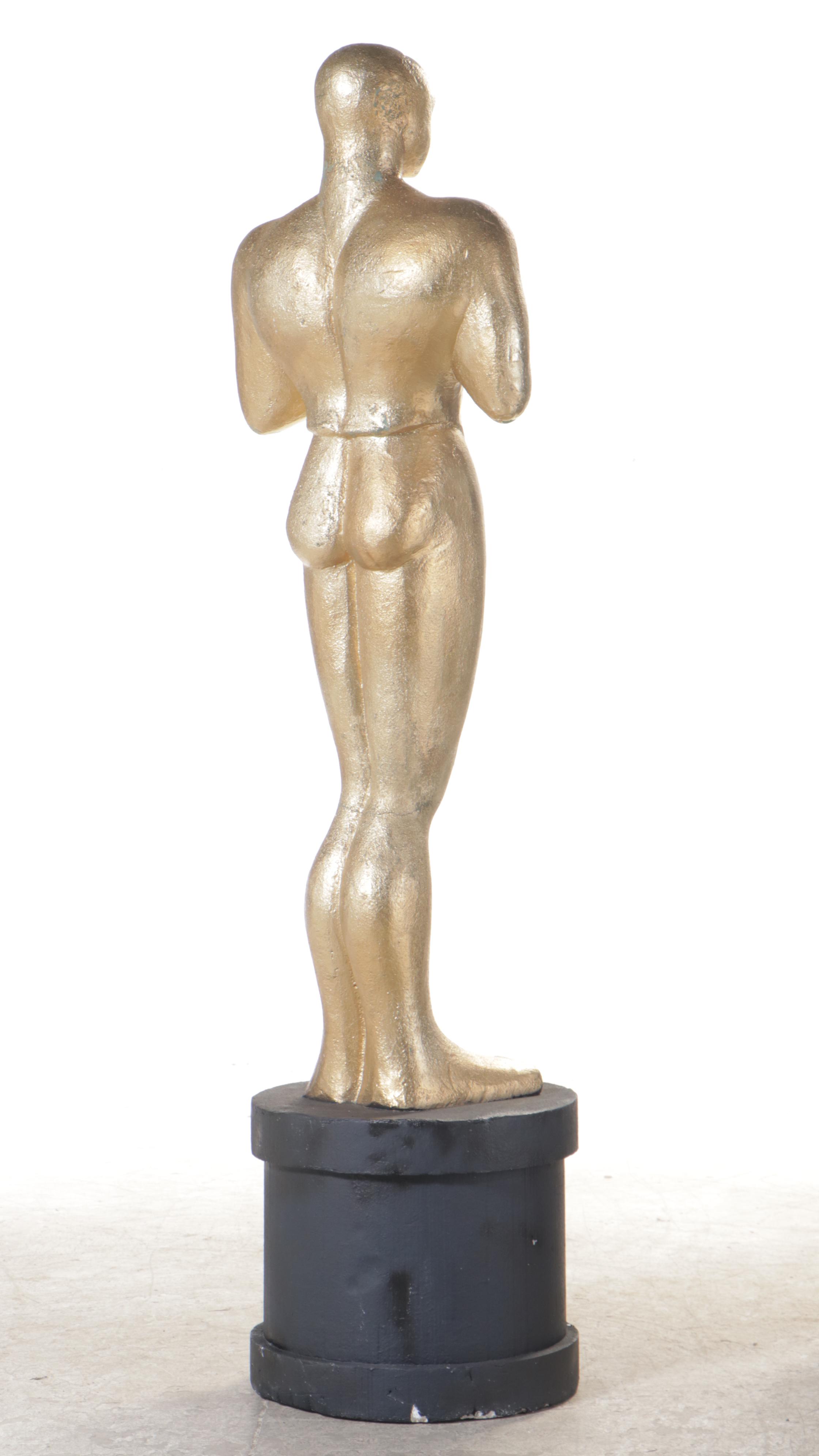 Monumental Gilt and Parcel-Ebonized Polystyrene Foam "Oscar" Statue