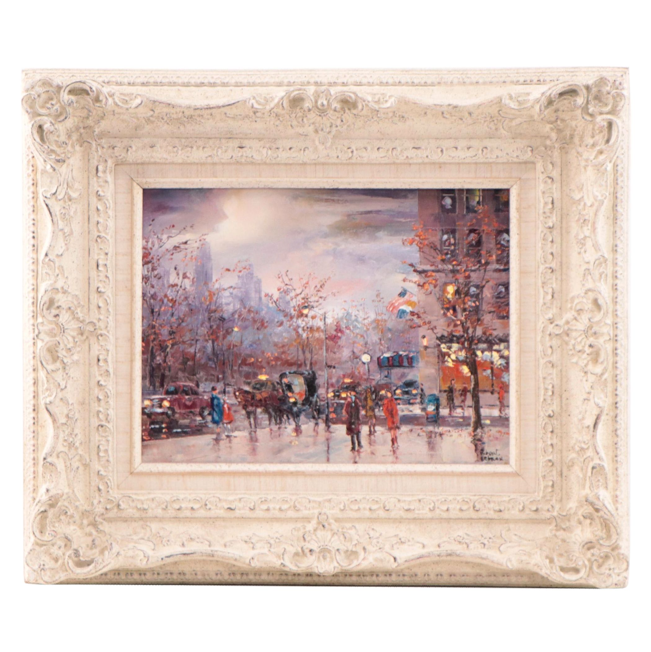Robert LeBron New York City Scene Oil Painting