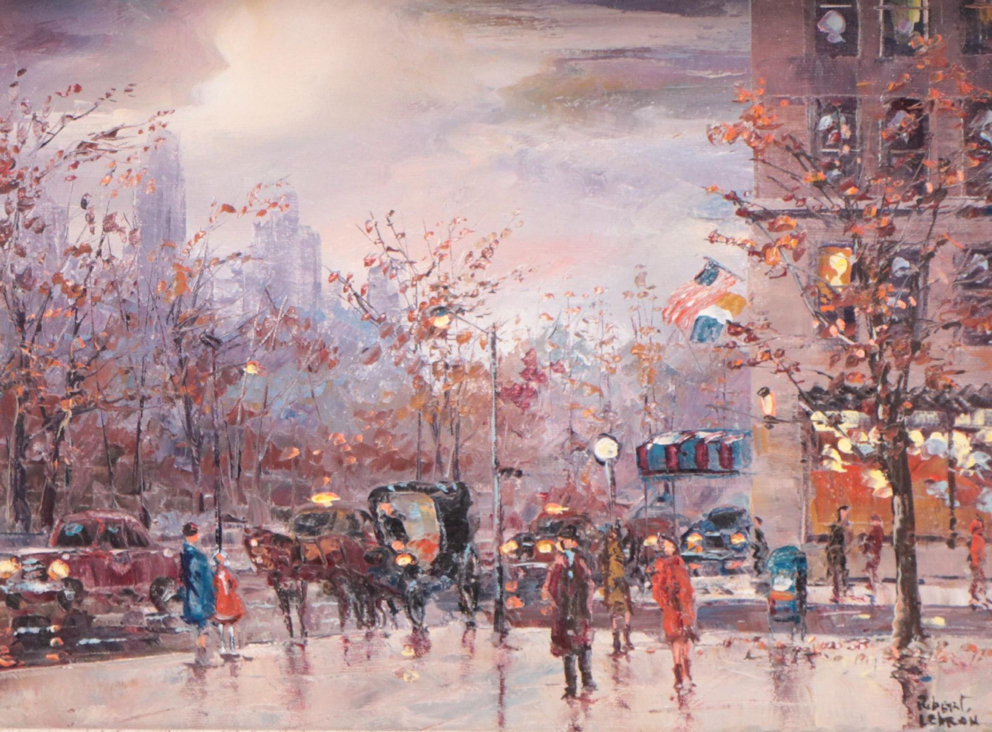 Robert LeBron New York City Scene Oil Painting