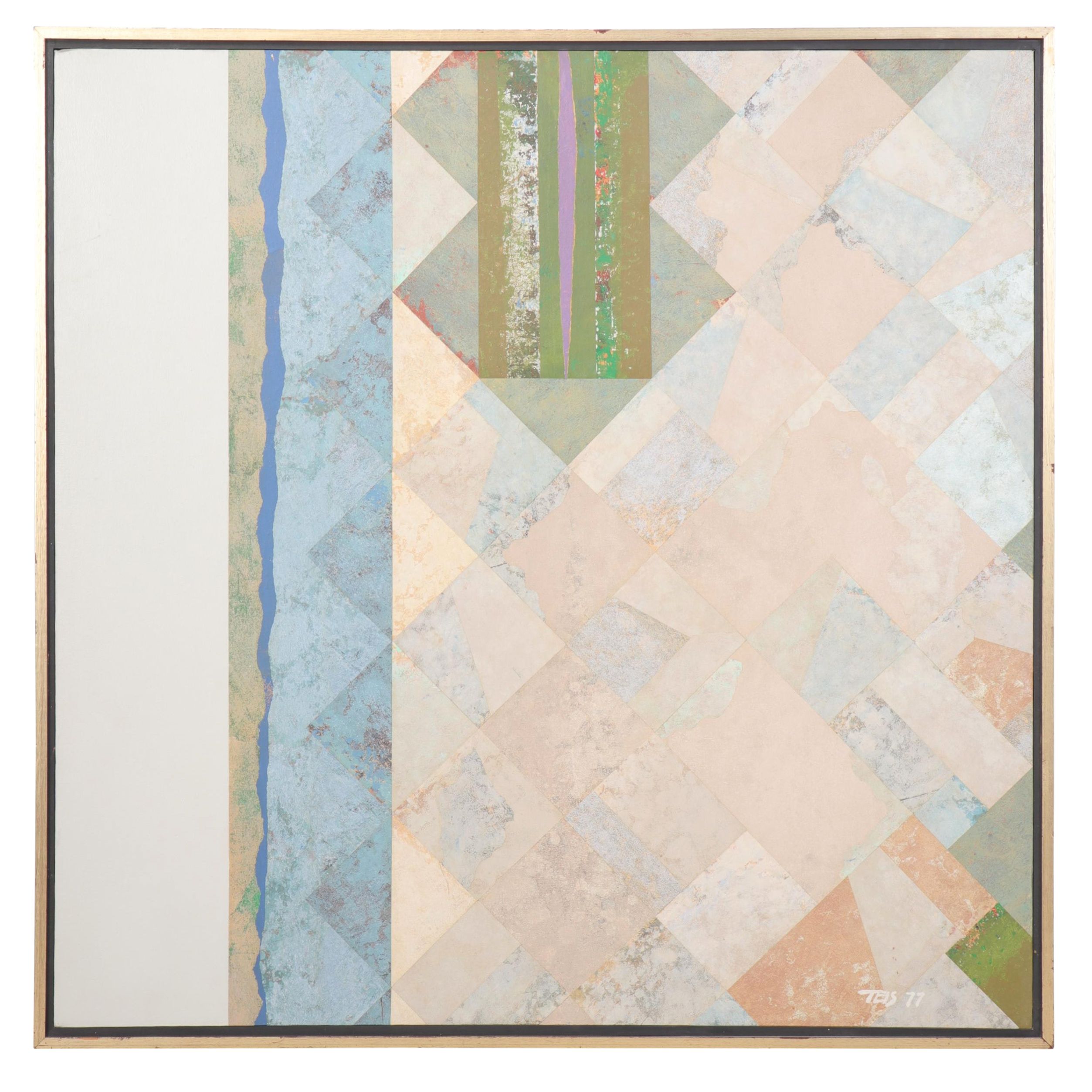 Daniel Teis Large-Scale Abstract Mixed Media Painting, 1977