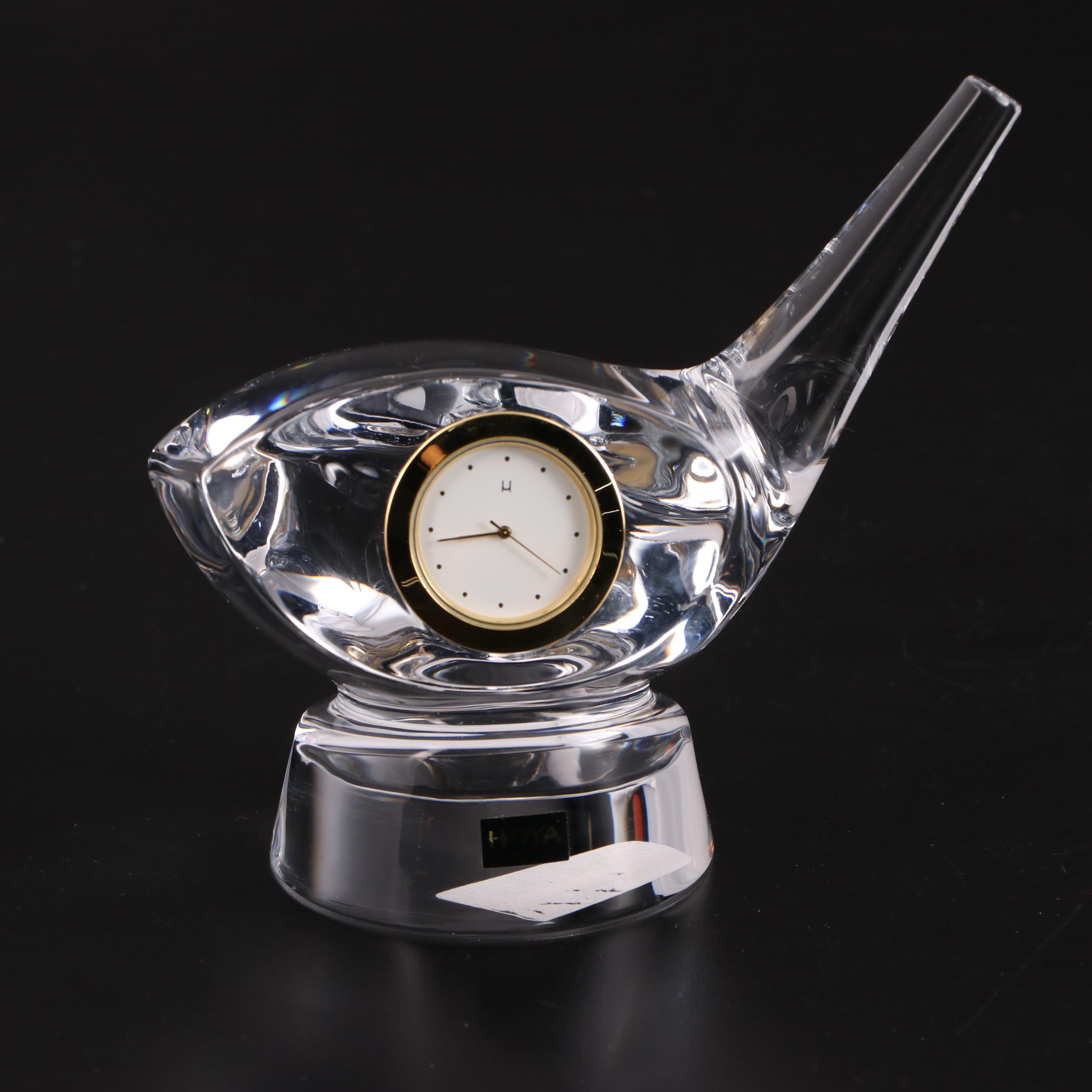 Hoya Crystal Golf Club Desk Clock