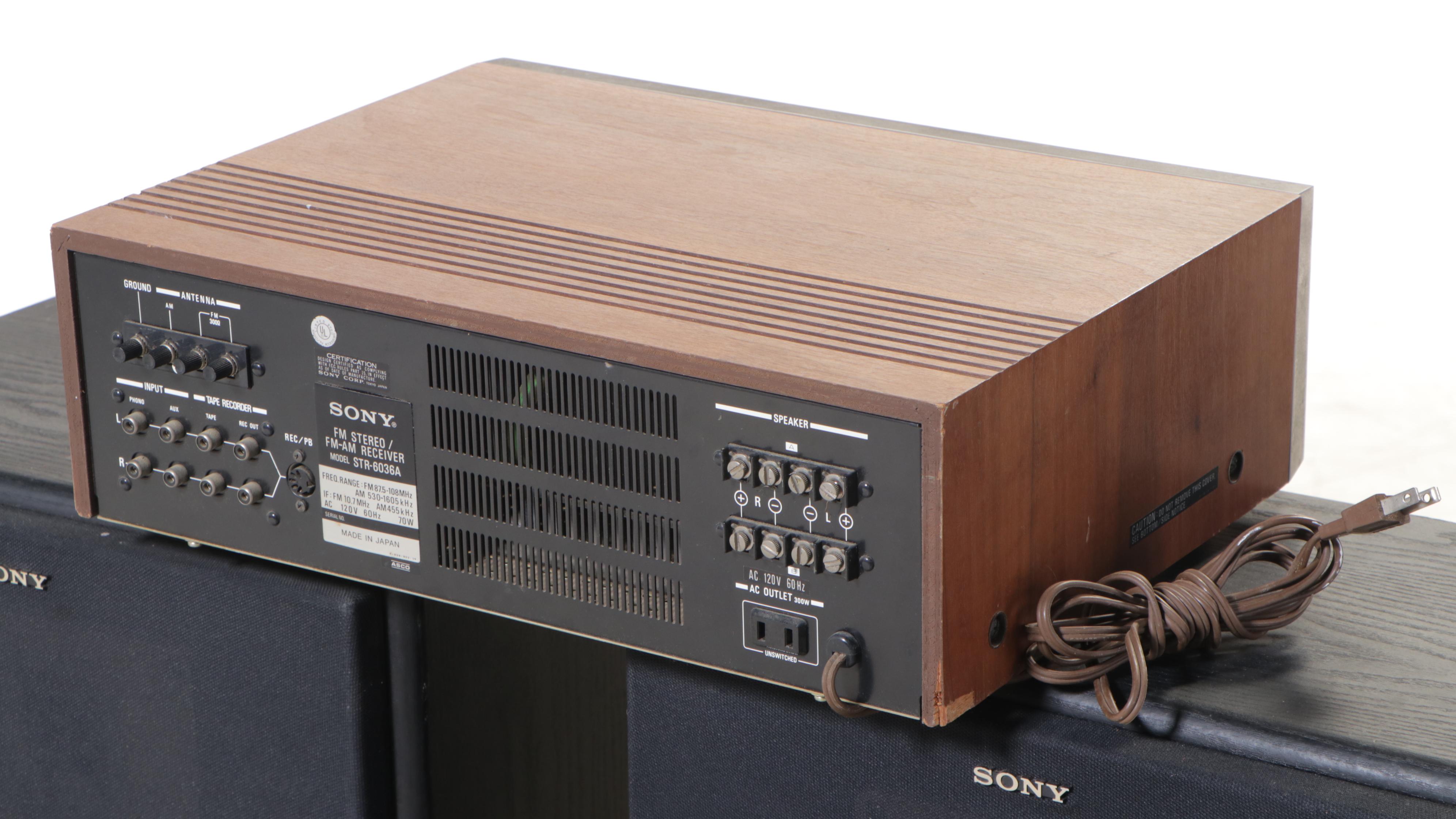 Sony "STR-6036A" Stereo Receiver Plus Pair of Sony "APM-615" Speakers