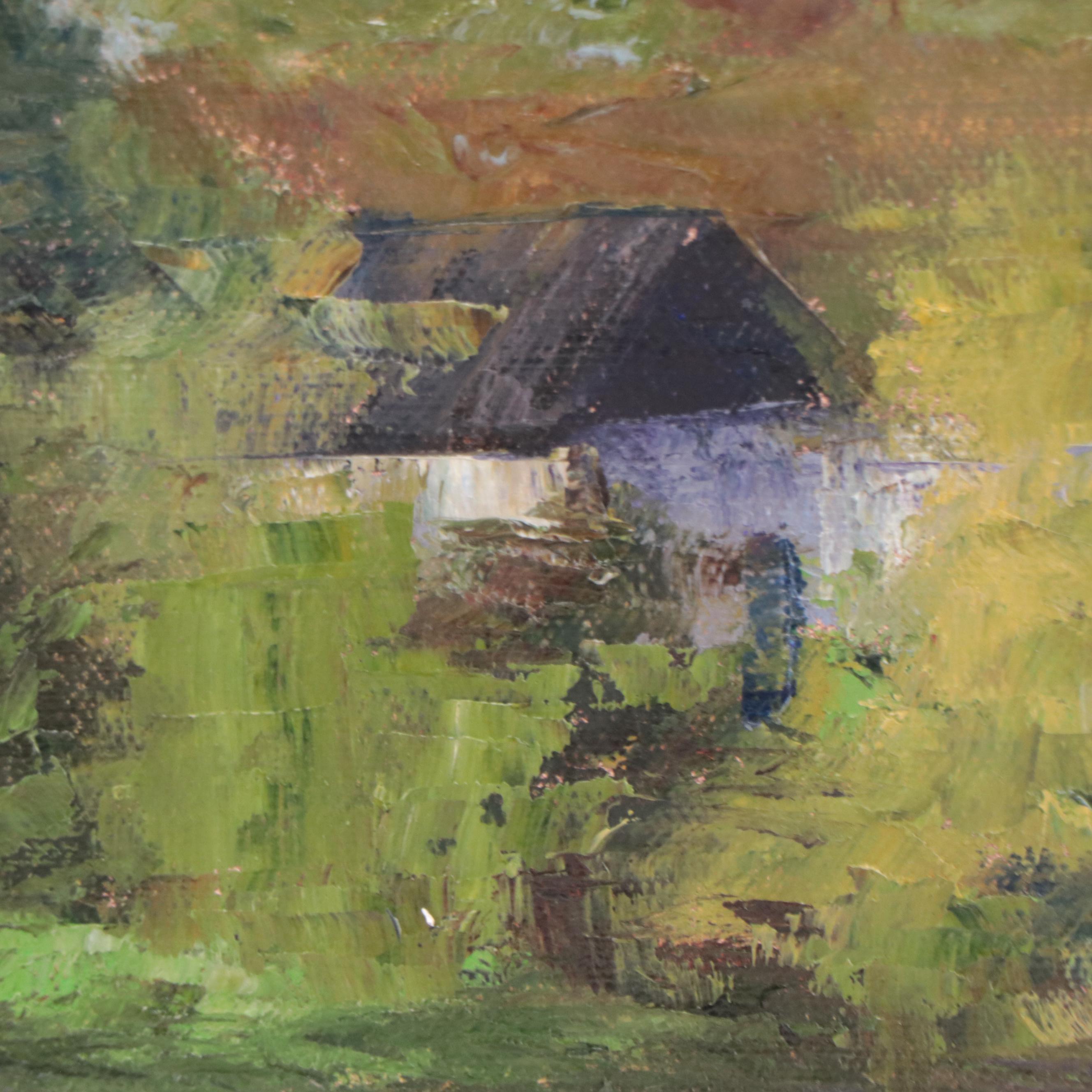James Baldoumas Oil Painting "Pond + Cottage," 2022