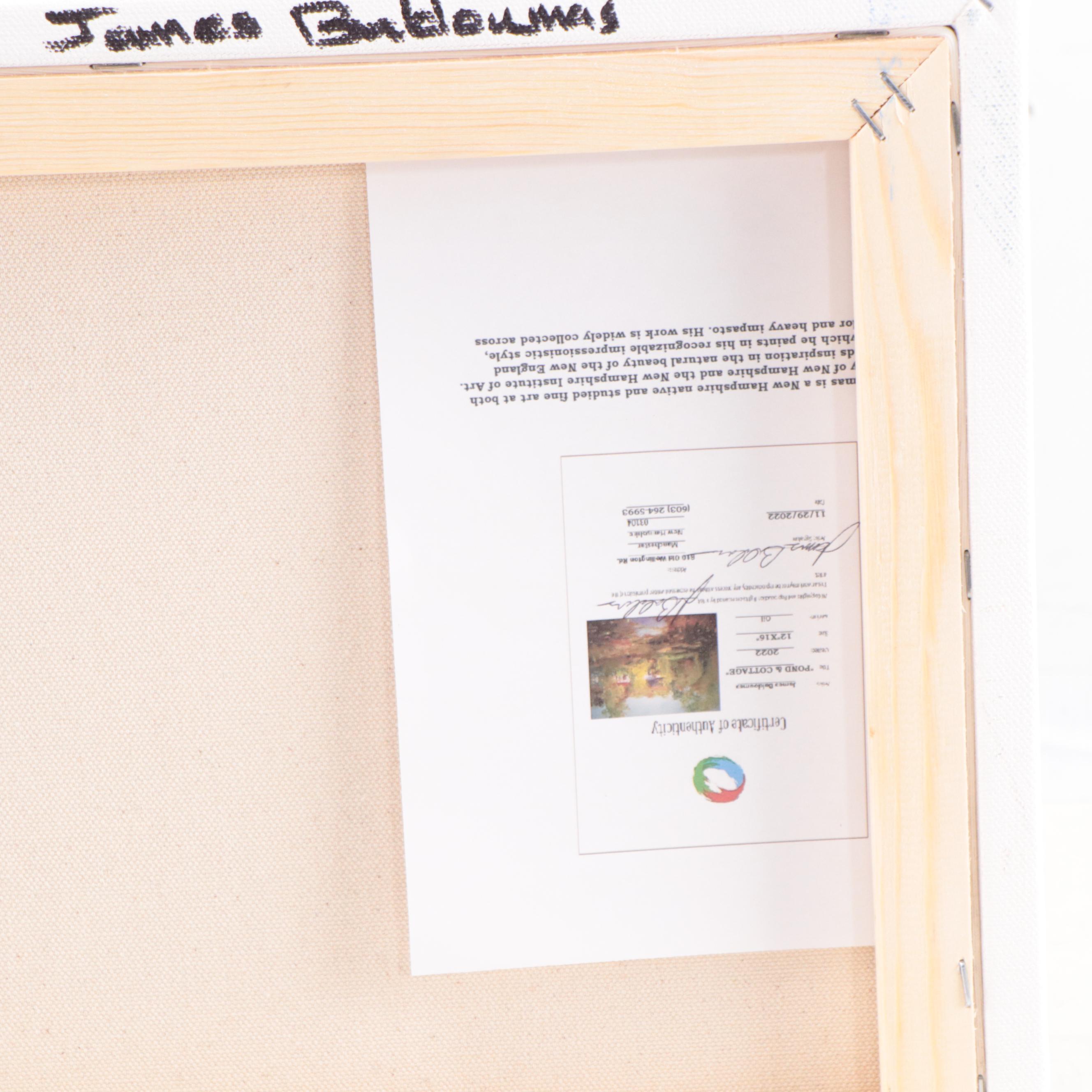 James Baldoumas Oil Painting "Pond + Cottage," 2022