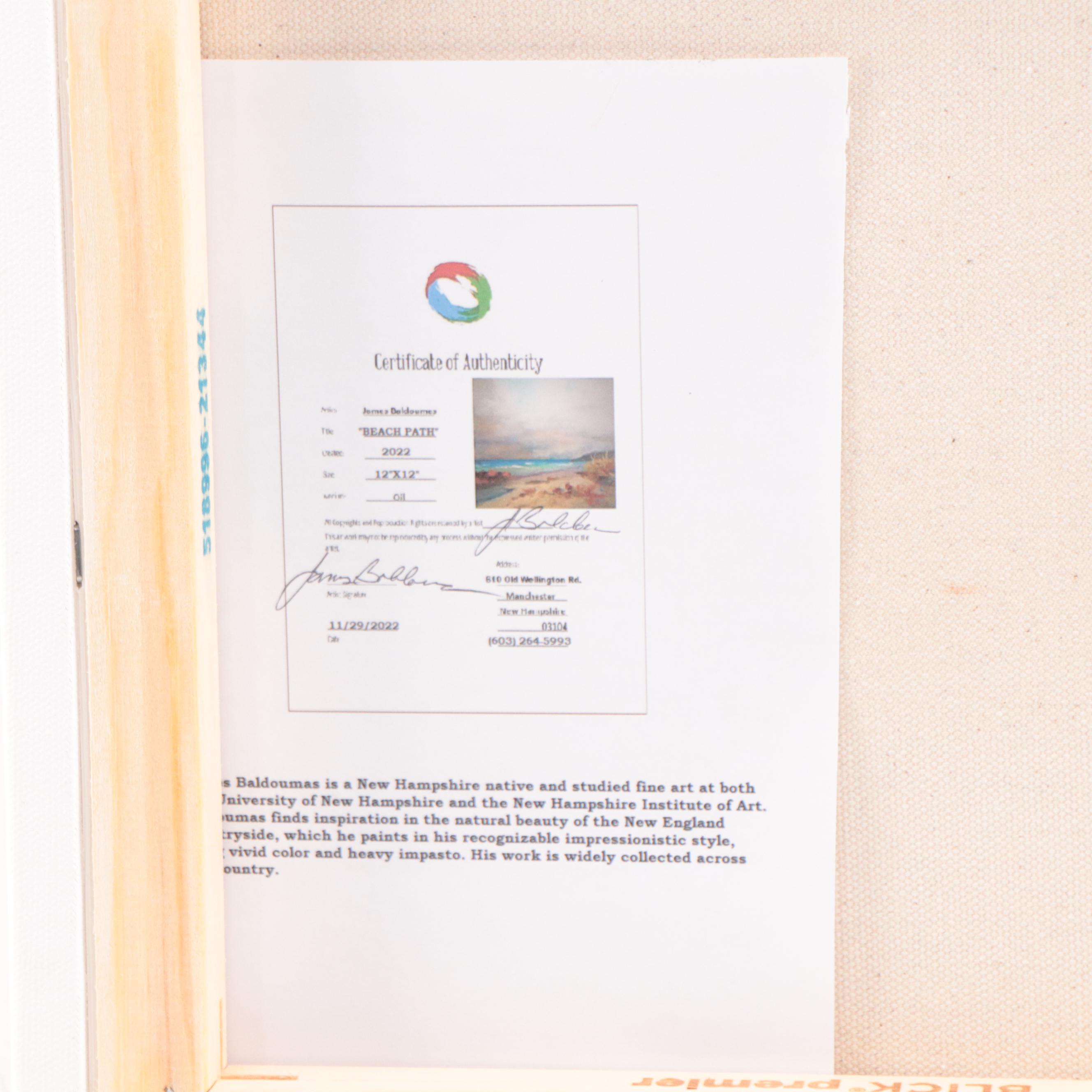 James Baldoumas Oil Painting "Beach Path," 2022