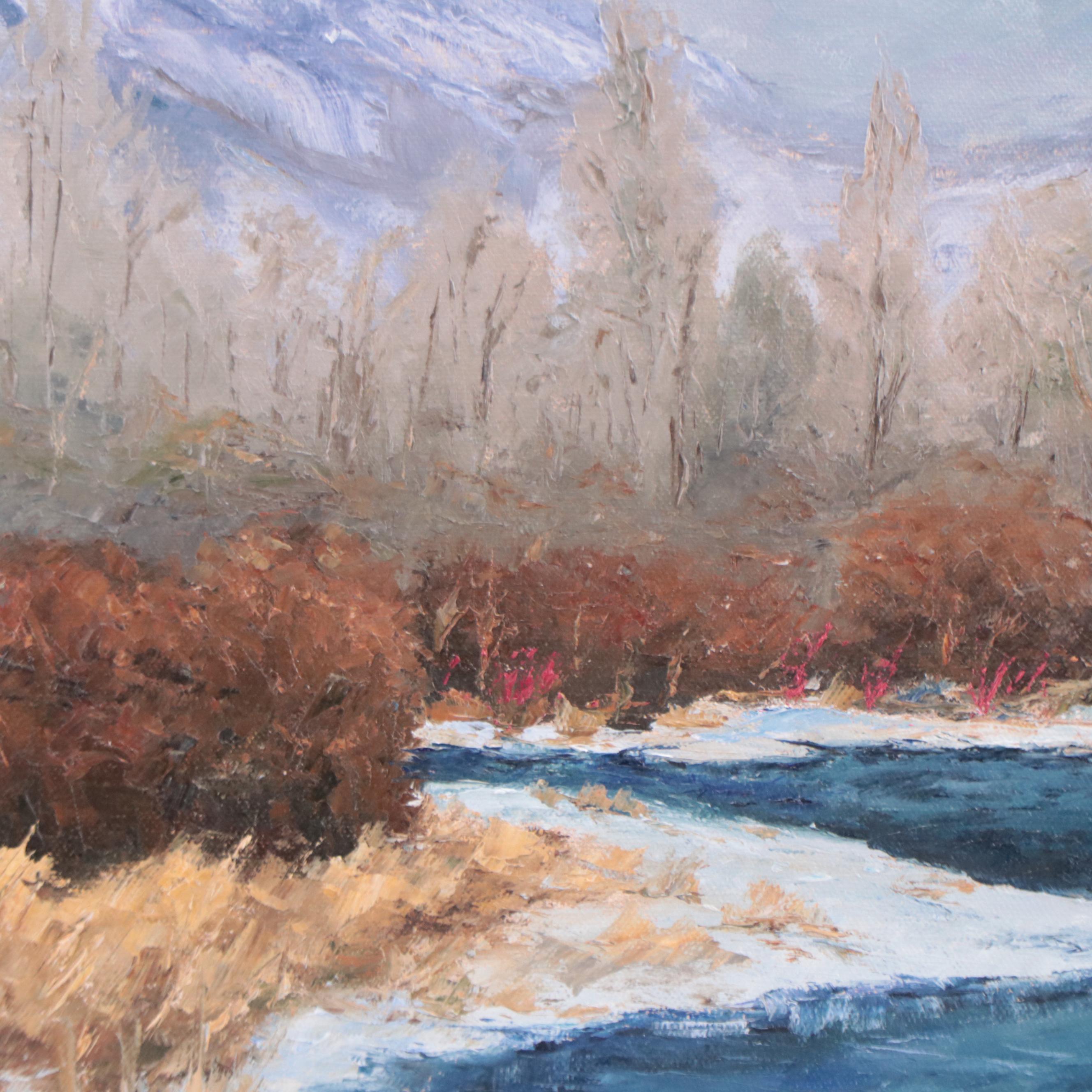 James Baldoumas Landscape Oil Painting "Winter Stream," 2022