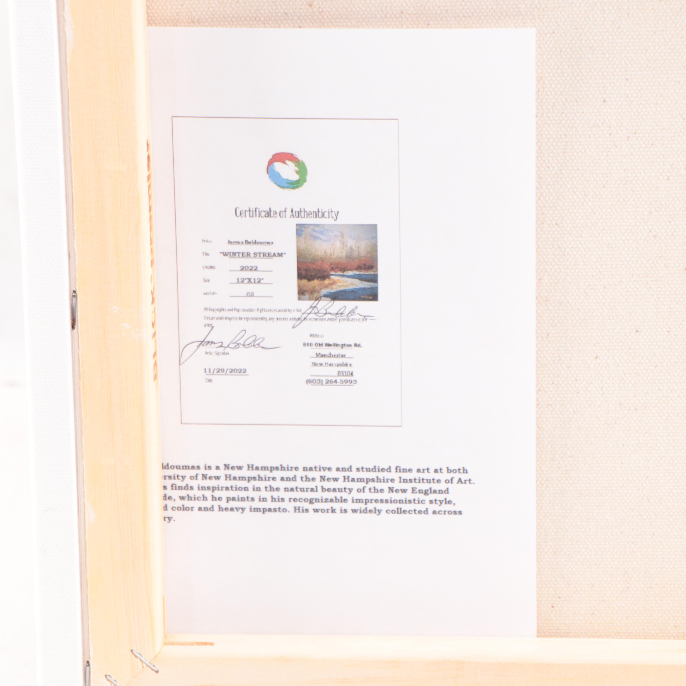 James Baldoumas Landscape Oil Painting "Winter Stream," 2022