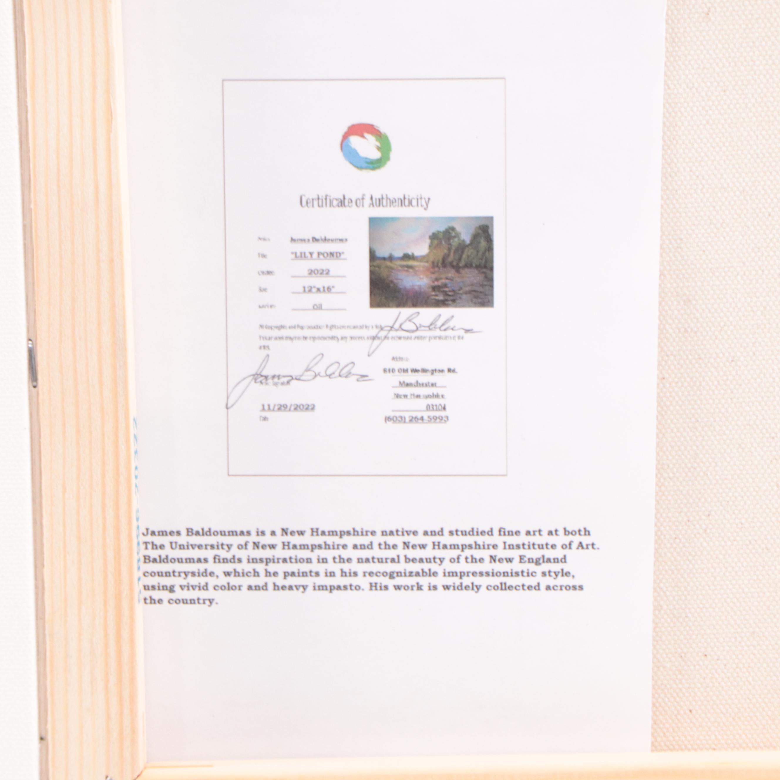 James Baldoumas Landscape Oil Painting "Lily Pond," 2022