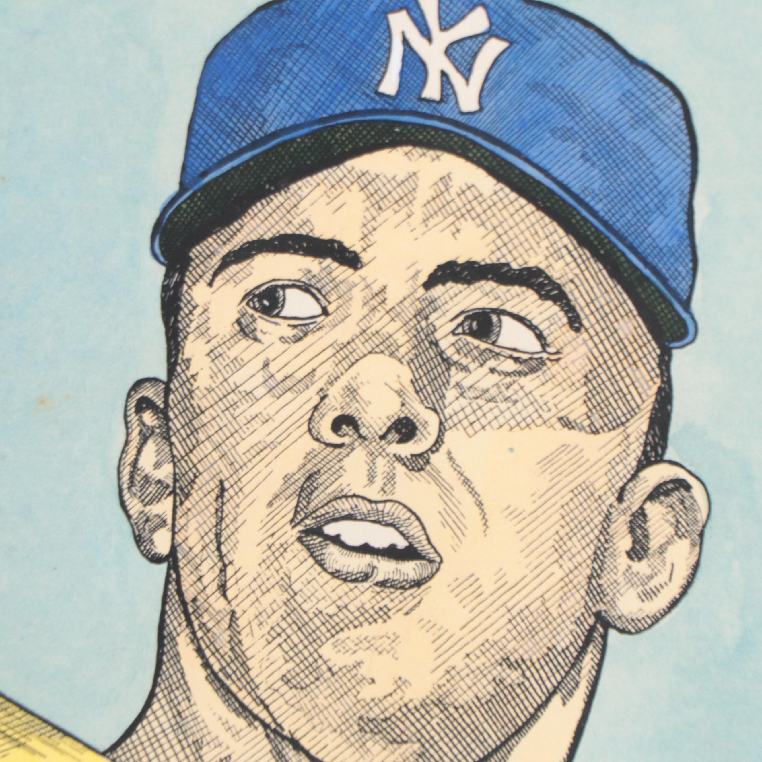 Hand-Colored Lithographs Including "Mickey Mantle"