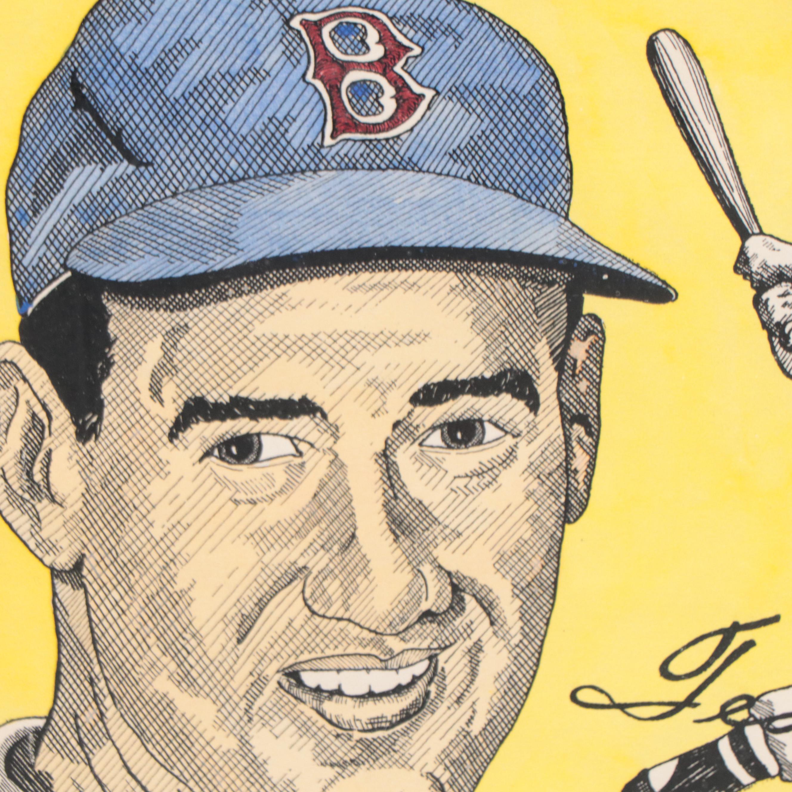 Hand-Colored Lithographs Including "Mickey Mantle"