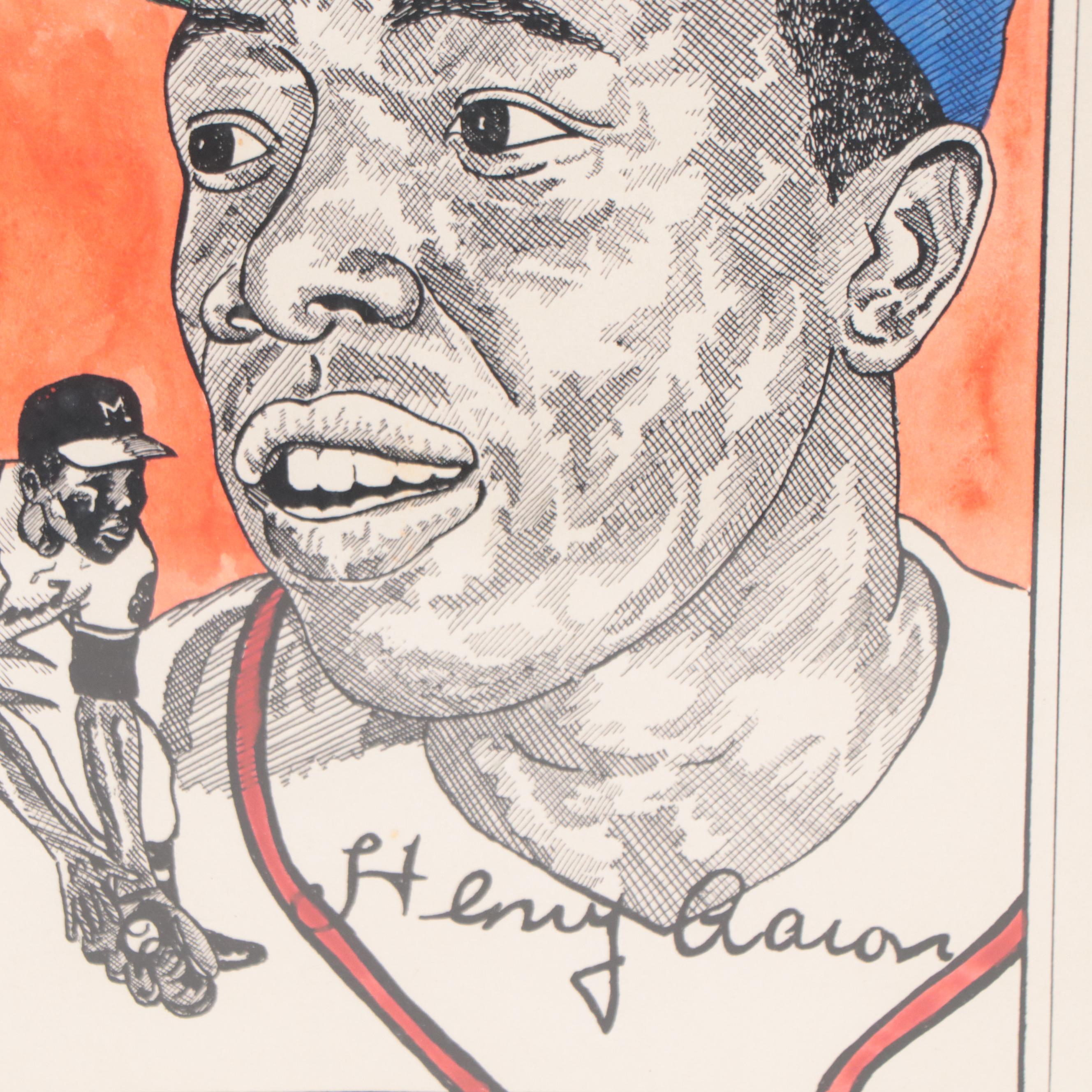 Hand-Colored Lithographs Including "Mickey Mantle"