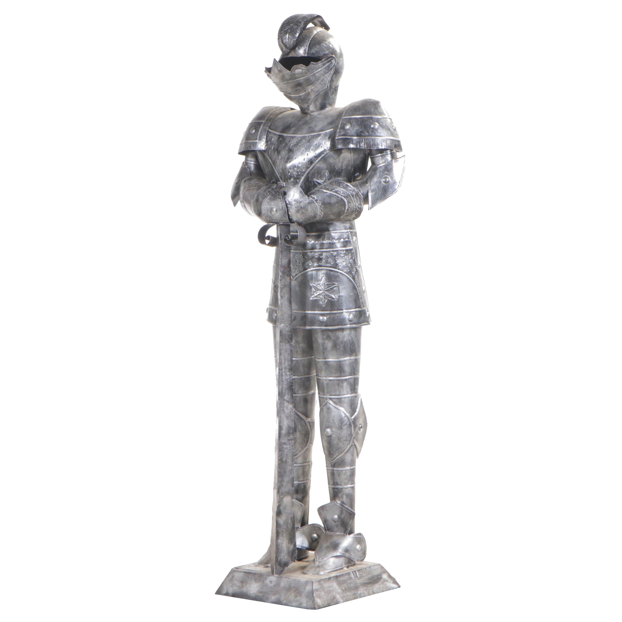 Patinated Metal Medieval Knight Statue