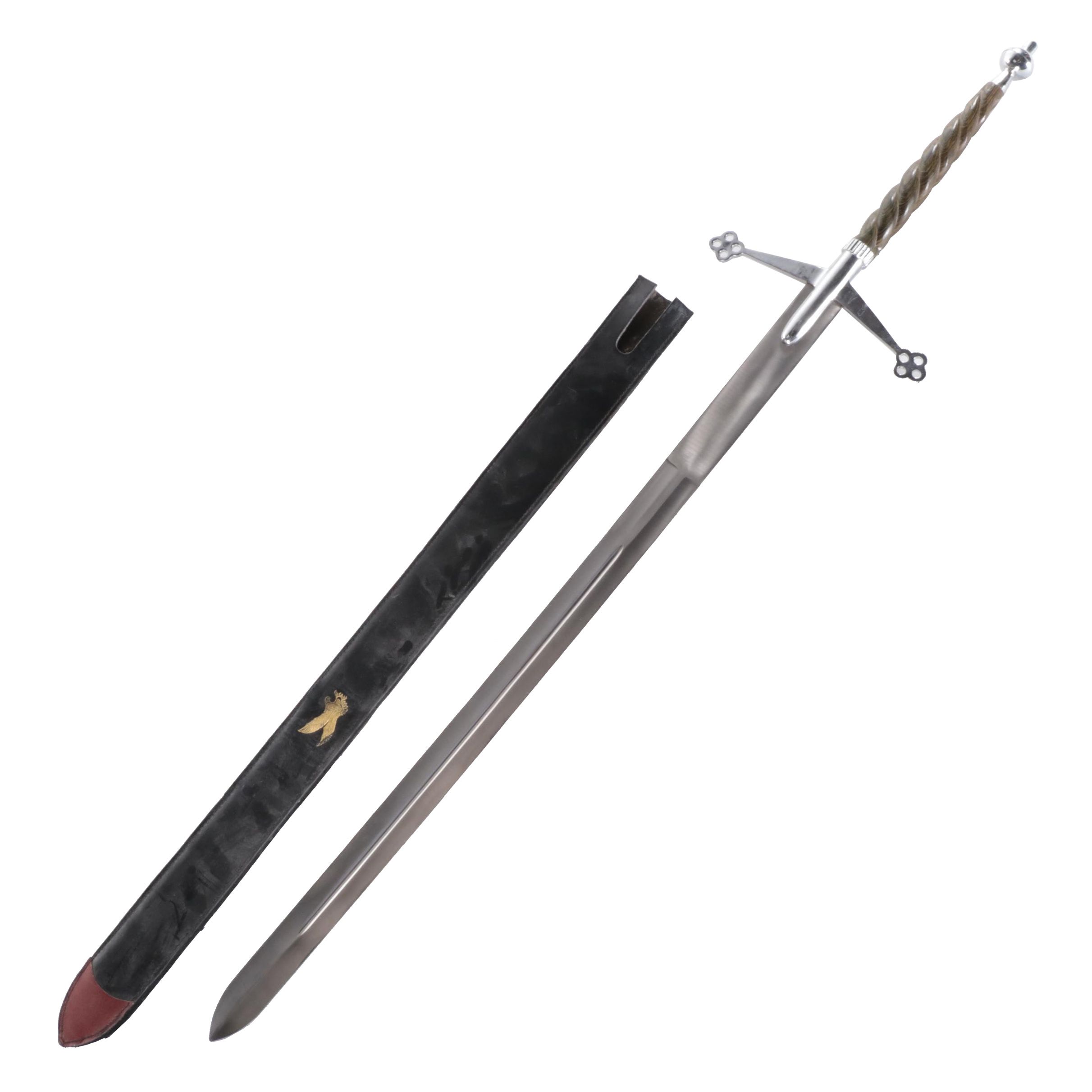 Fantasy Broad Sword with Sprial Turned Wood Handle