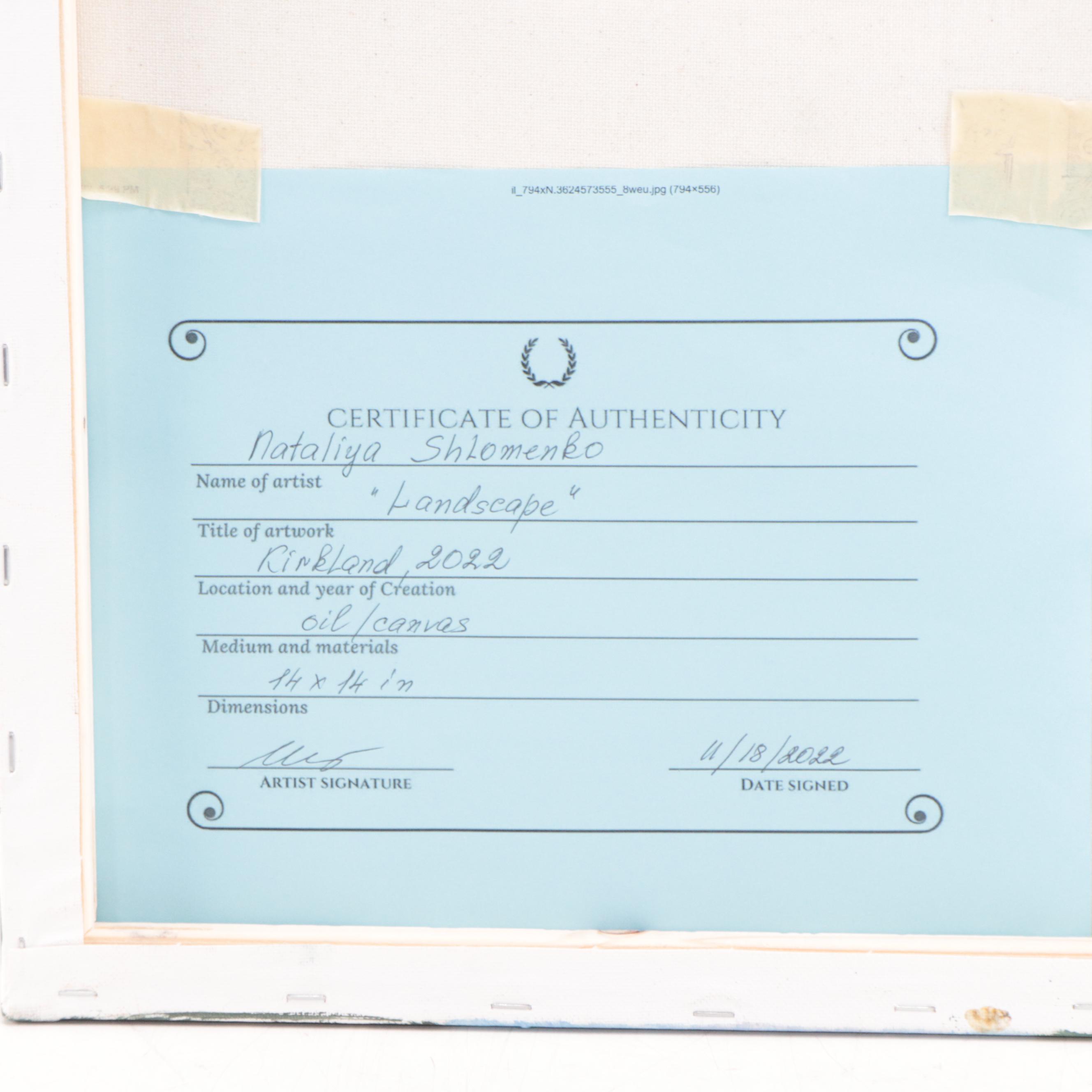 Nataliya Shlomenko Oil Painting "Landscape," 2022