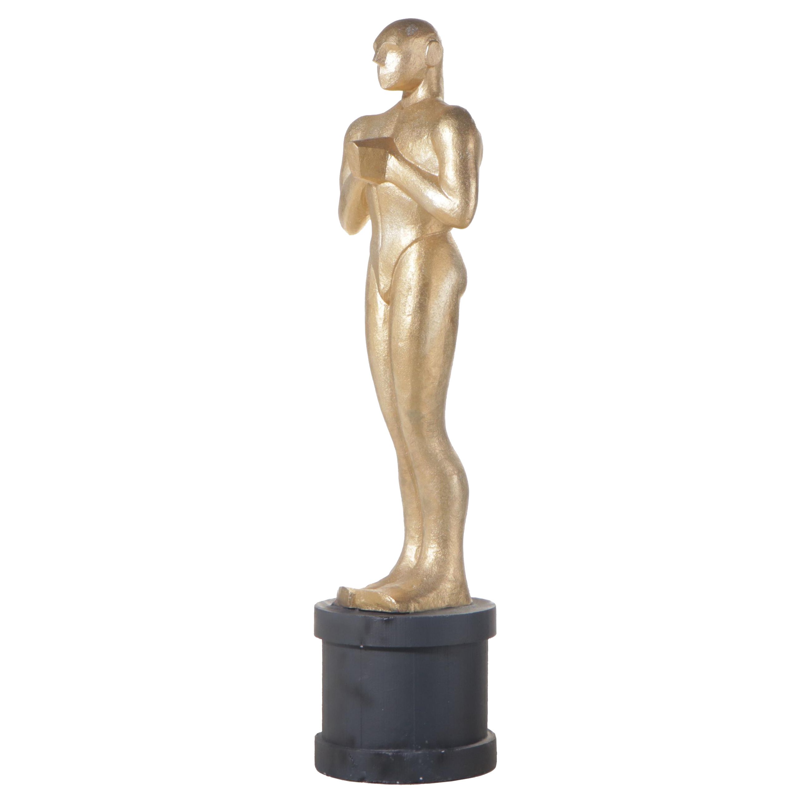 Monumental Gilt and Parcel-Ebonized Polystyrene Foam "Oscar" Statue