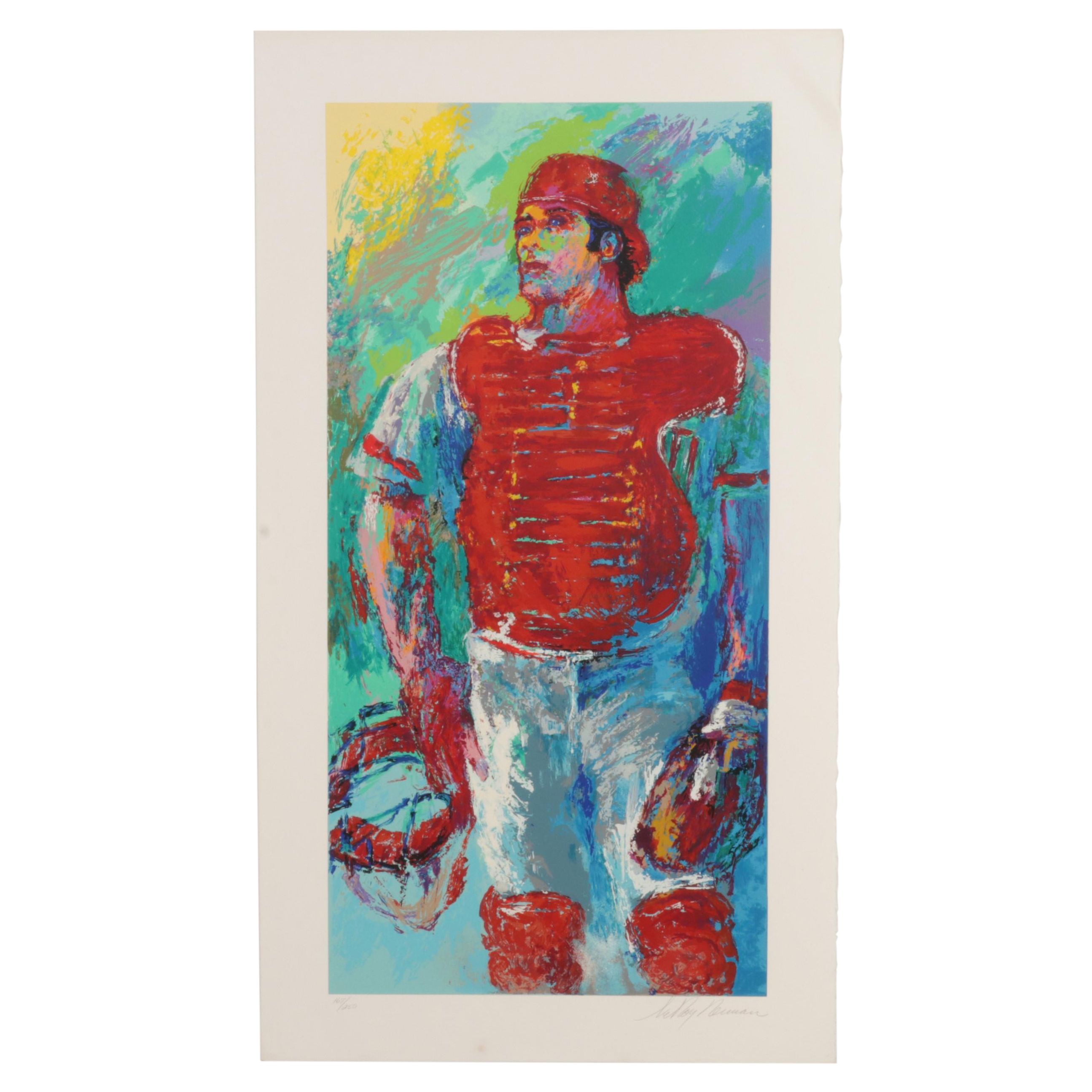 LeRoy Neiman Serigraph "Johnny Bench, the Catcher," Circa 1989