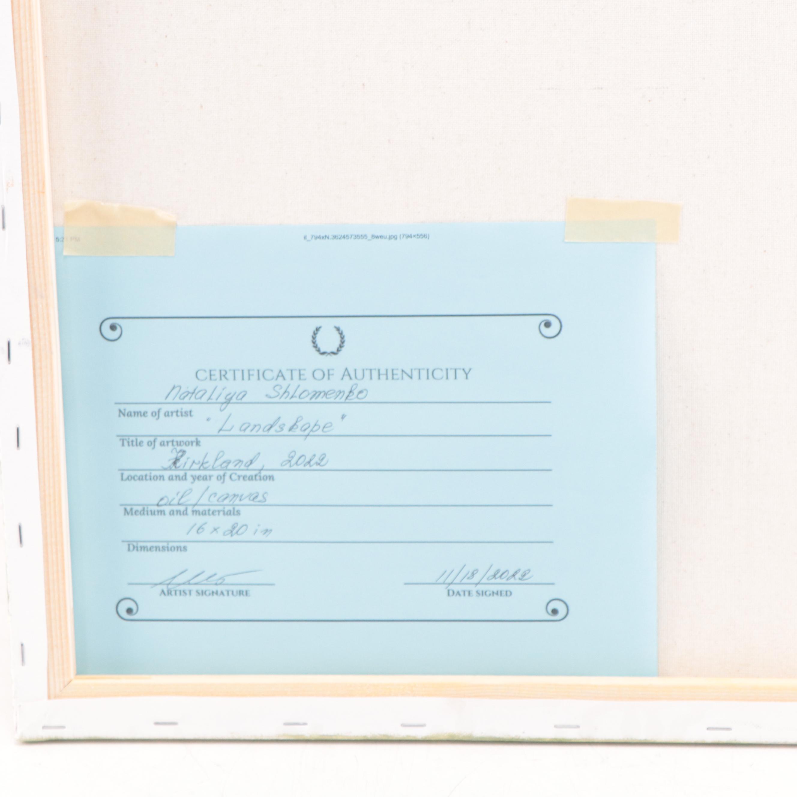 Nataliya Shlomenko Oil Painting "Landscape," 2022