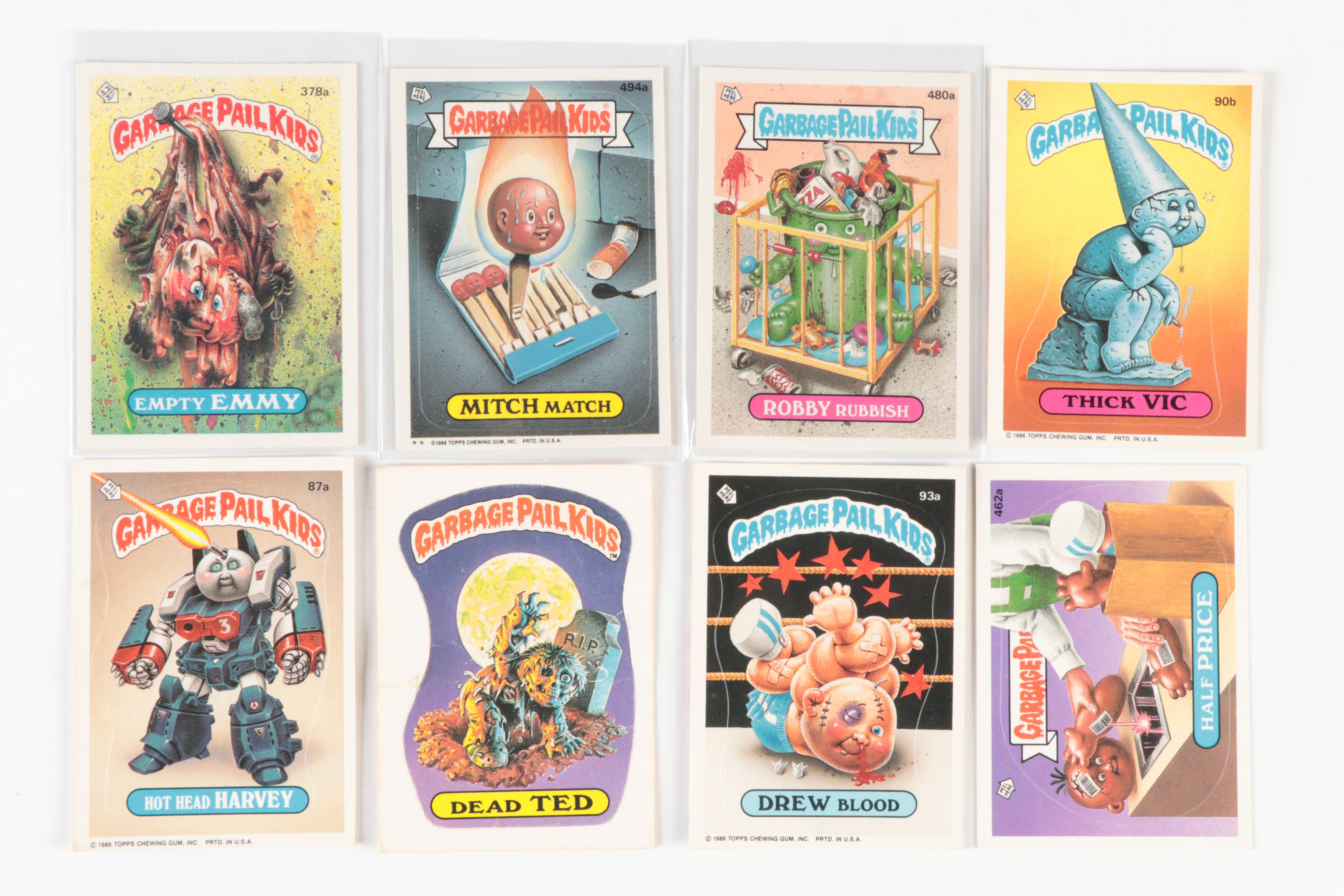 Topps Garbage Pail Kids Trading Cards with Snooty Sam, Upset Tommy, More, 1980s