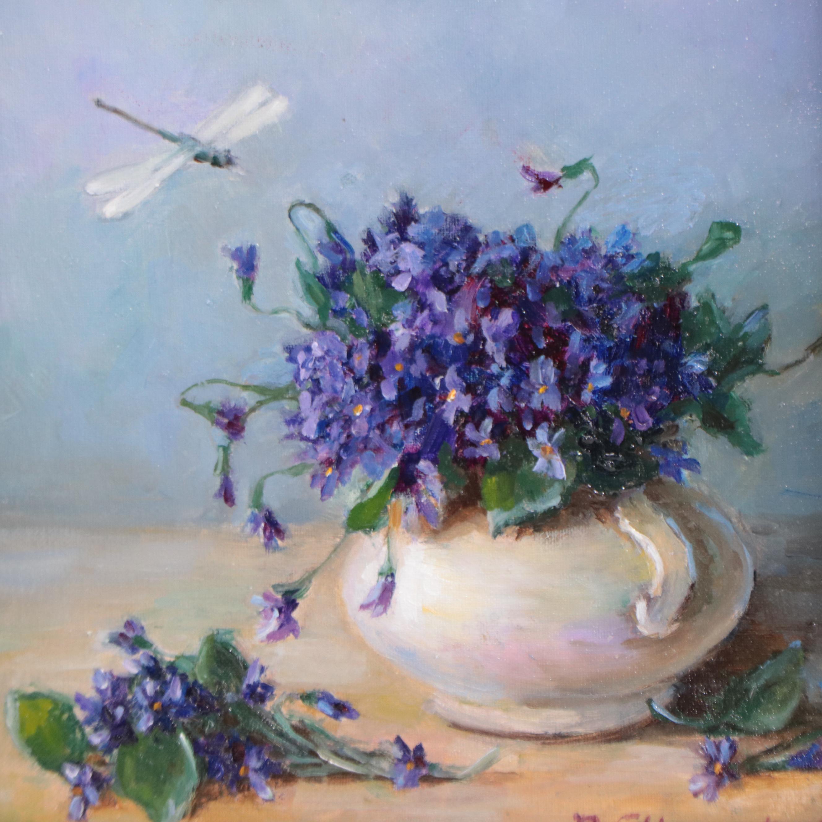 Nataliya Shlomenko Oil Painting "The Violets," 2022