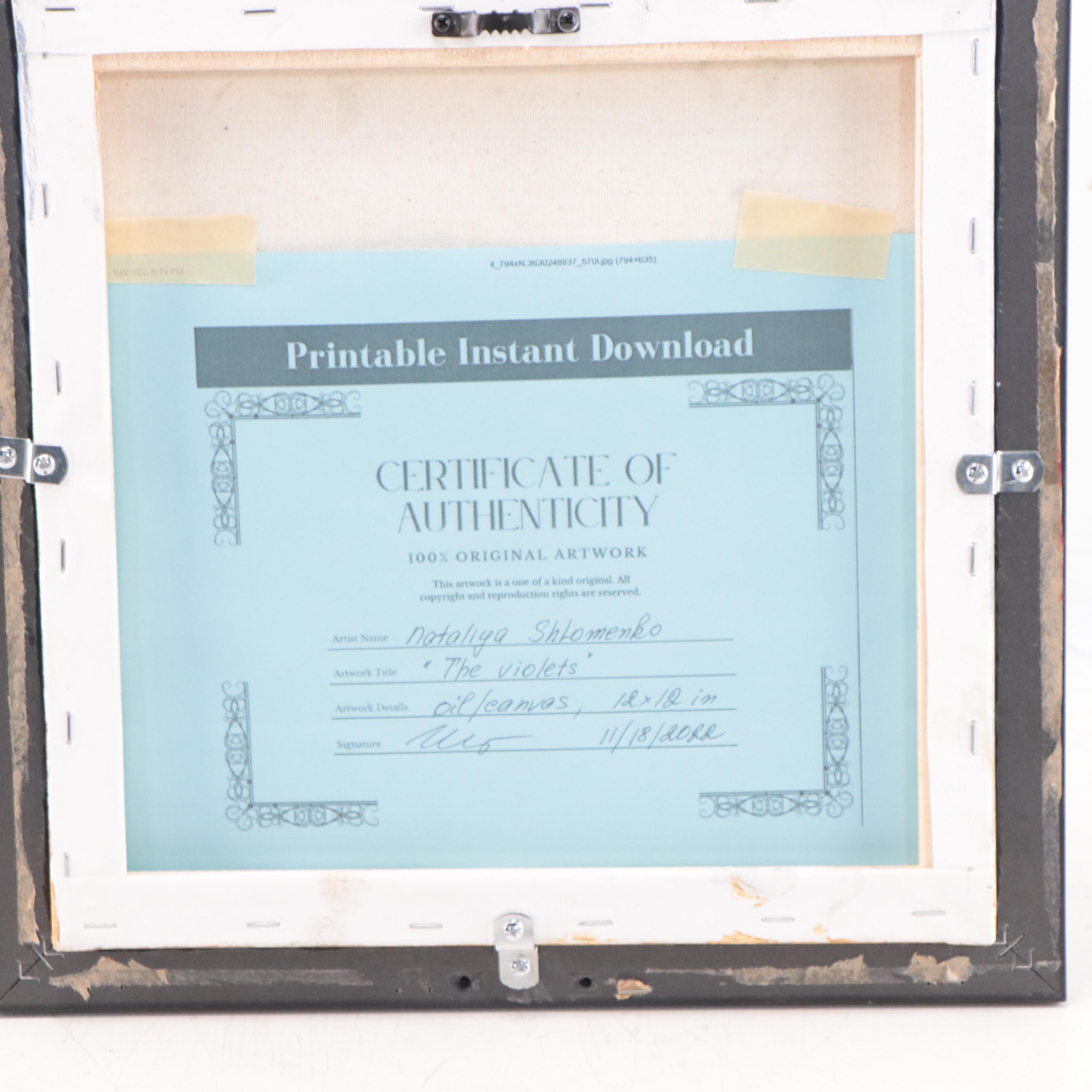 Nataliya Shlomenko Oil Painting "The Violets," 2022