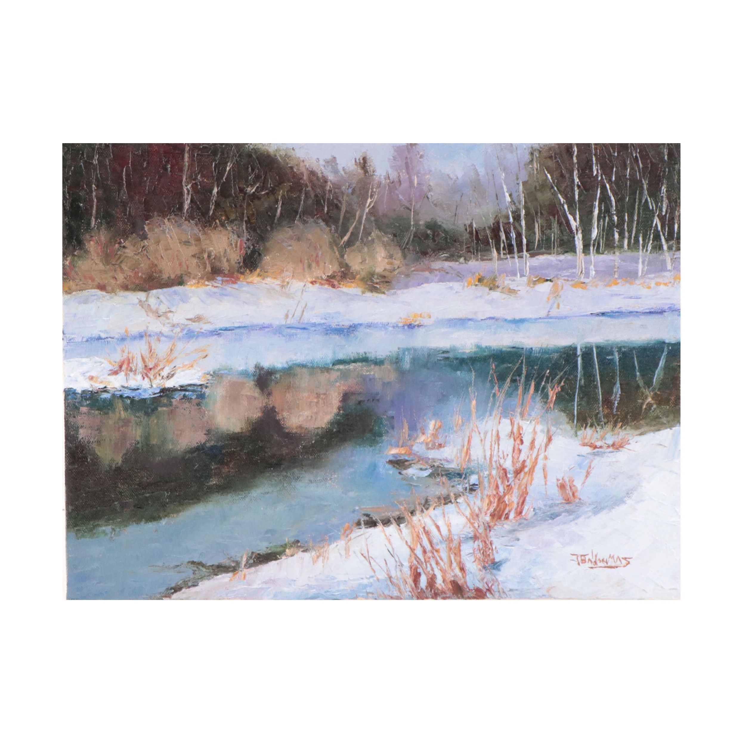 James Baldoumas Oil Painting "Snow Reflections," 2022