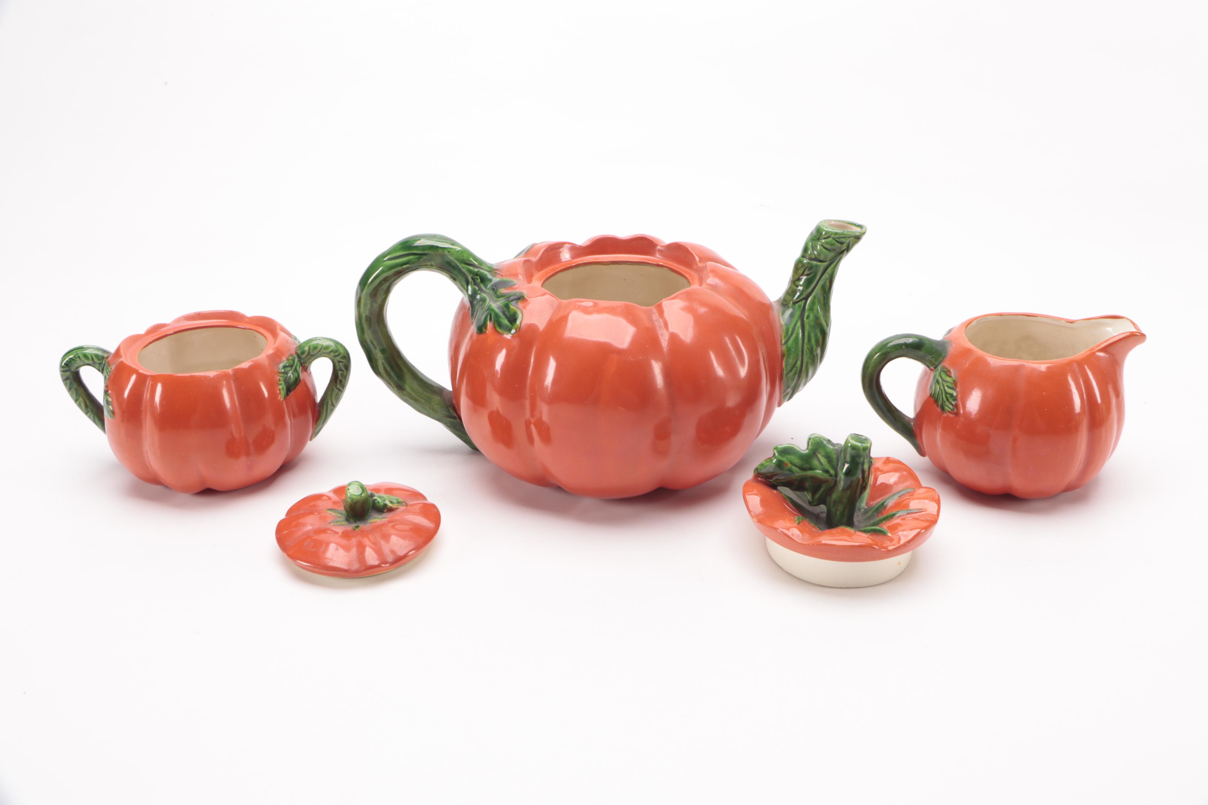 Japanese Maruhon Ware Tomato and Other Vegetable Shaped Tableware
