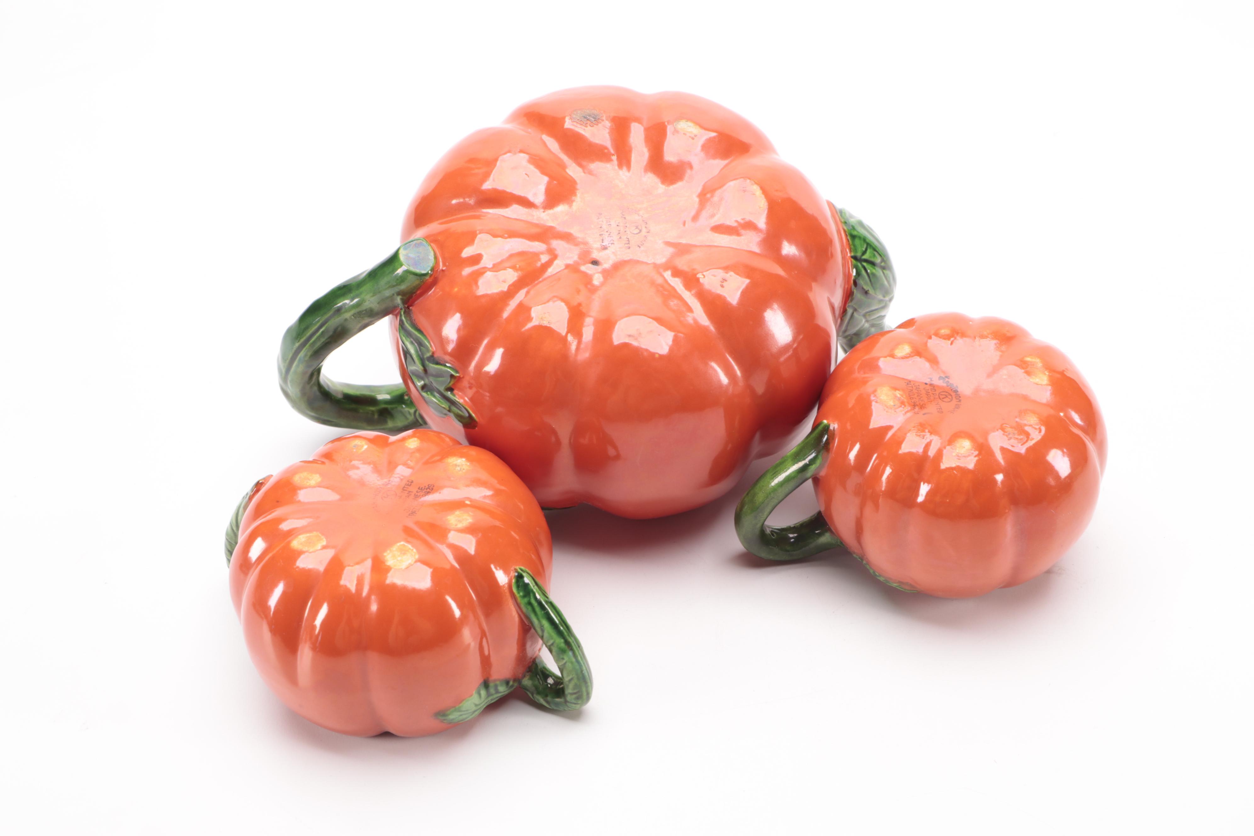 Japanese Maruhon Ware Tomato and Other Vegetable Shaped Tableware