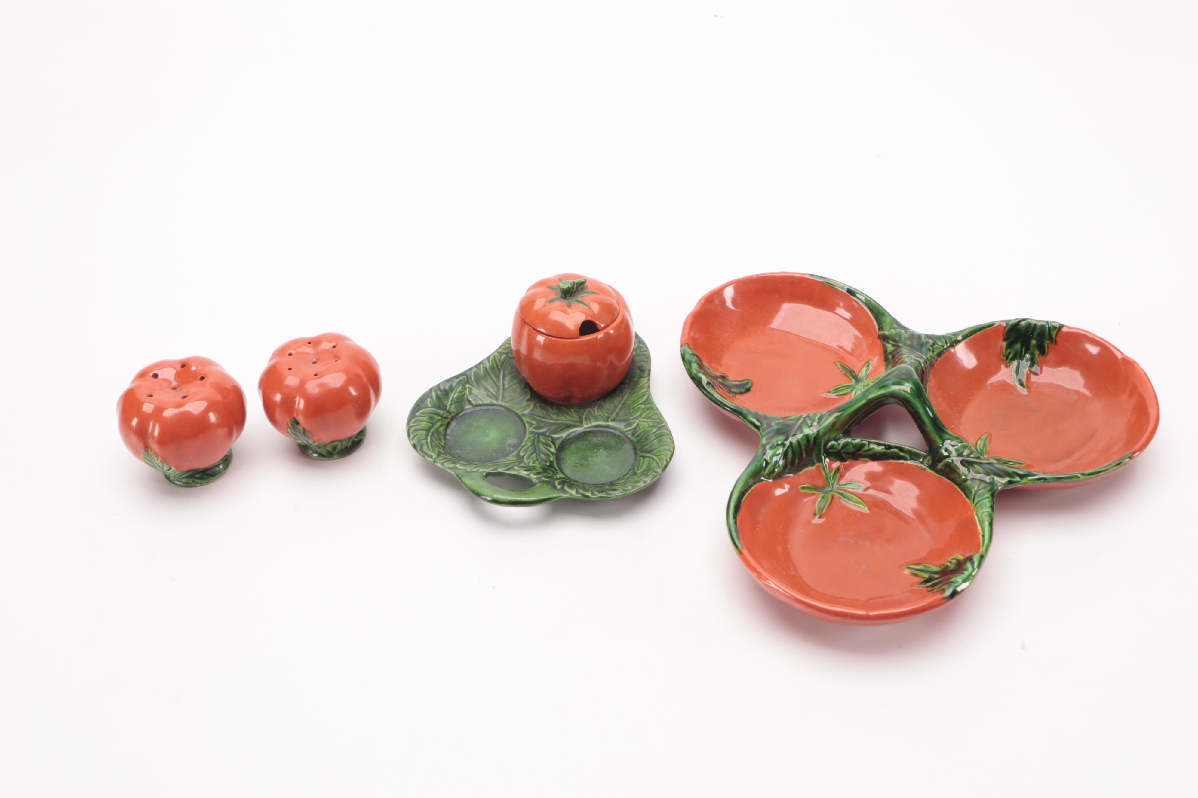 Japanese Maruhon Ware Tomato and Other Vegetable Shaped Tableware