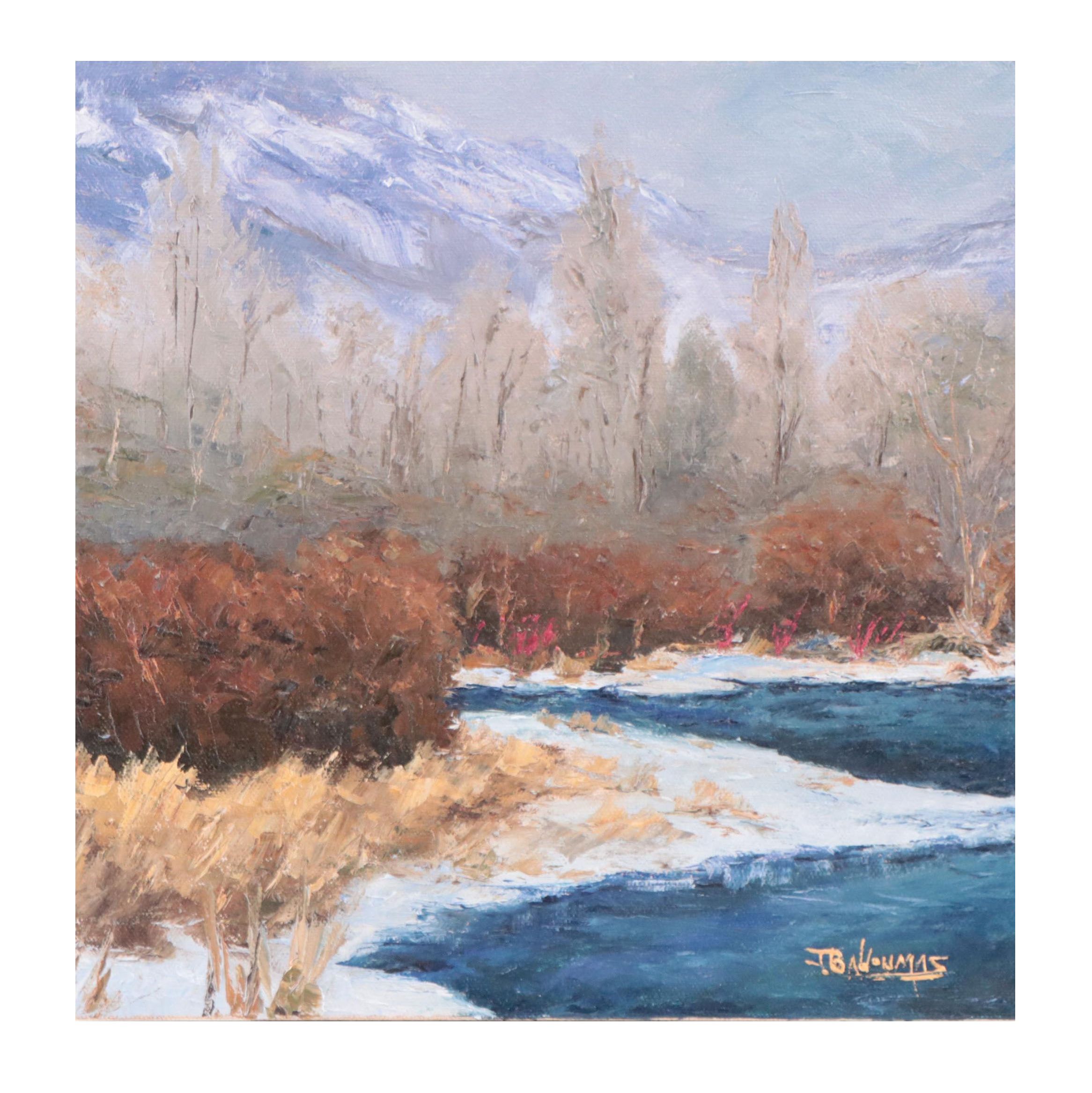 James Baldoumas Landscape Oil Painting "Winter Stream," 2022