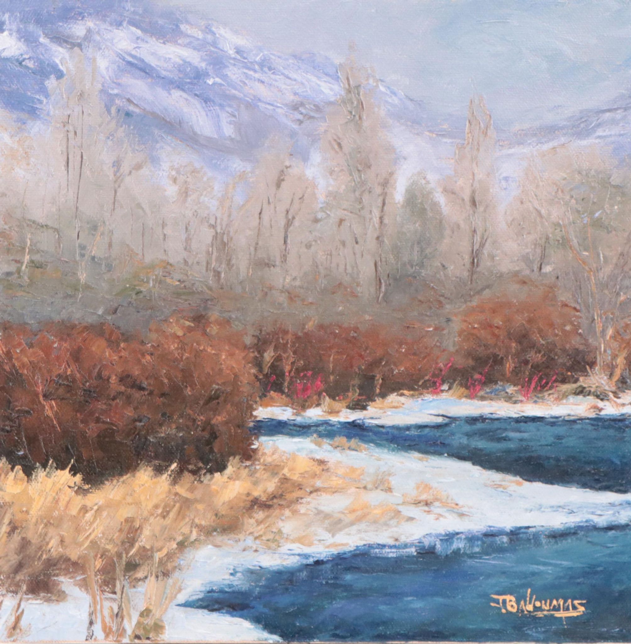 James Baldoumas Landscape Oil Painting "Winter Stream," 2022