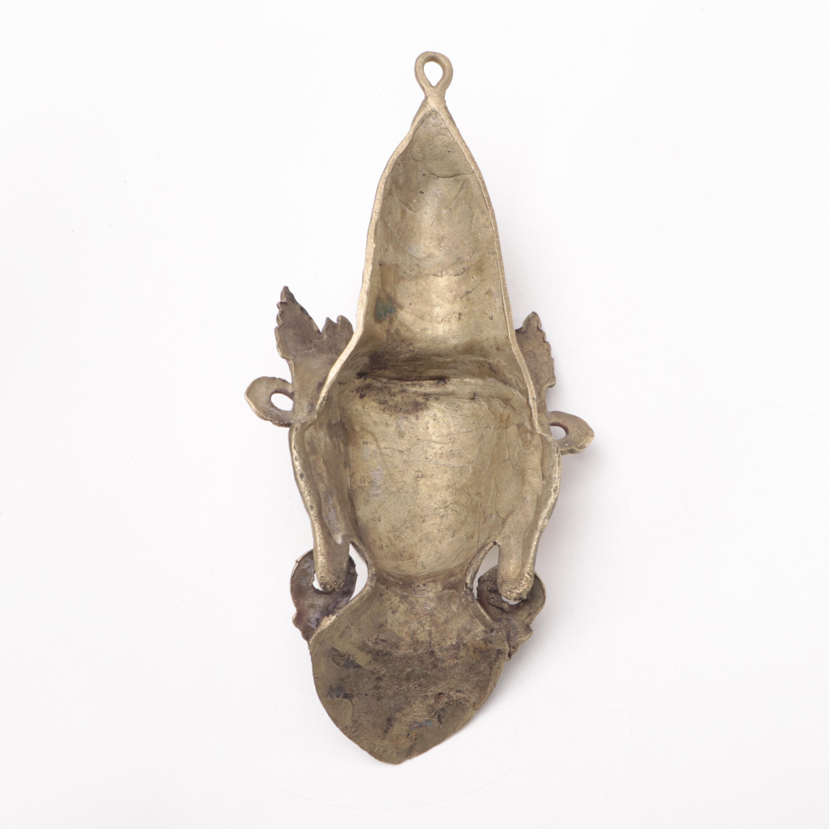 Southeast Asian Brass Kinnari Oil Lamp, Tara Wall Hanging and Hanuman Arm Band