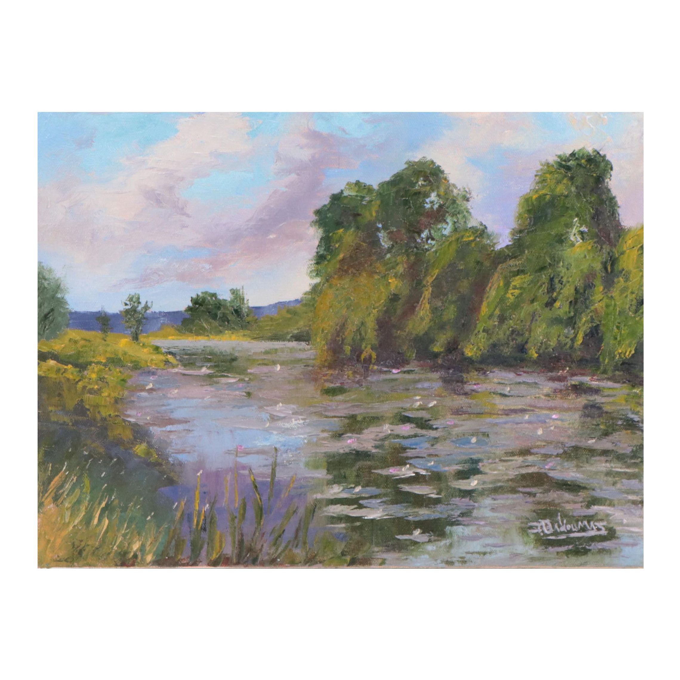 James Baldoumas Landscape Oil Painting "Lily Pond," 2022