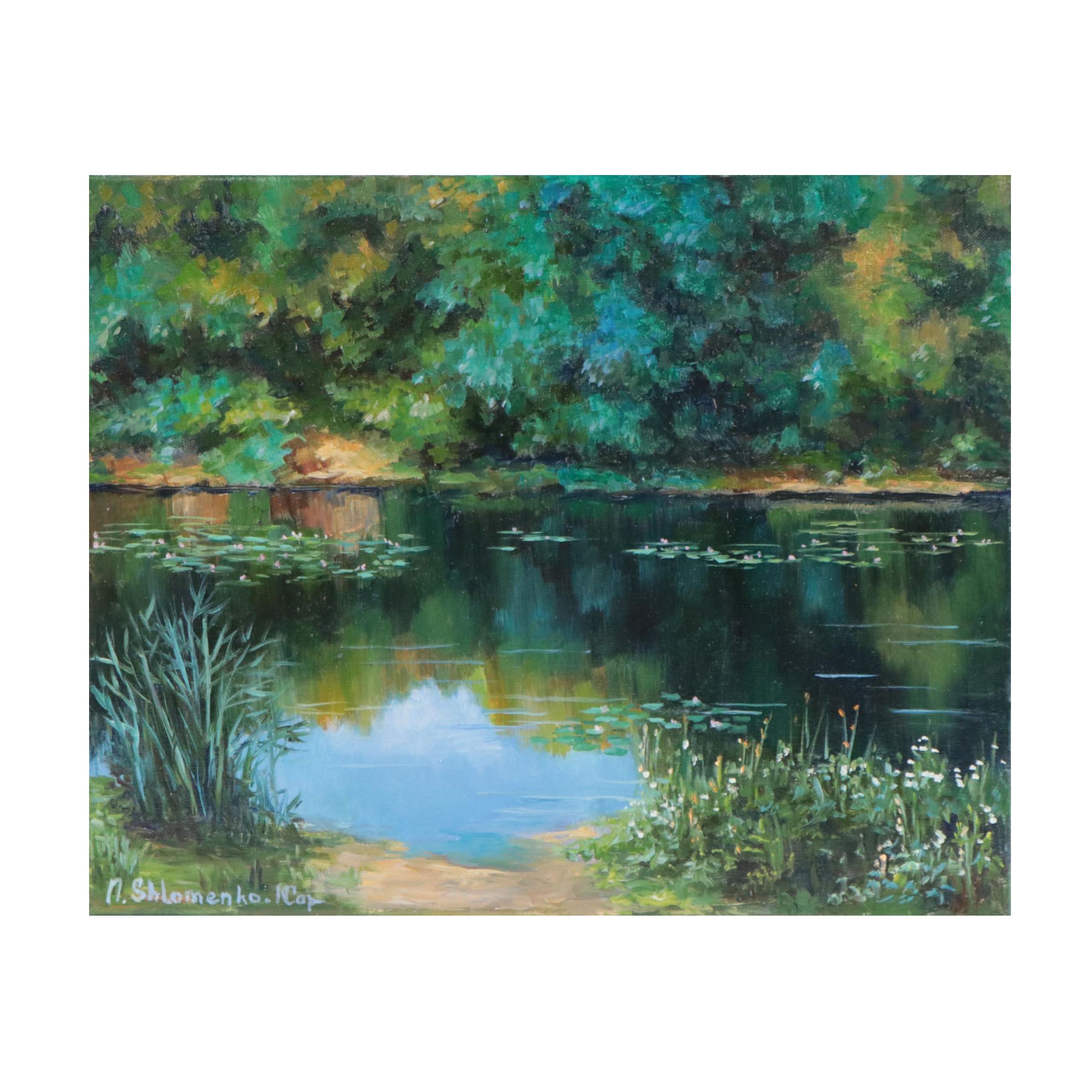 Nataliya Shlomenko Oil Painting "The Bank of the River," 2022