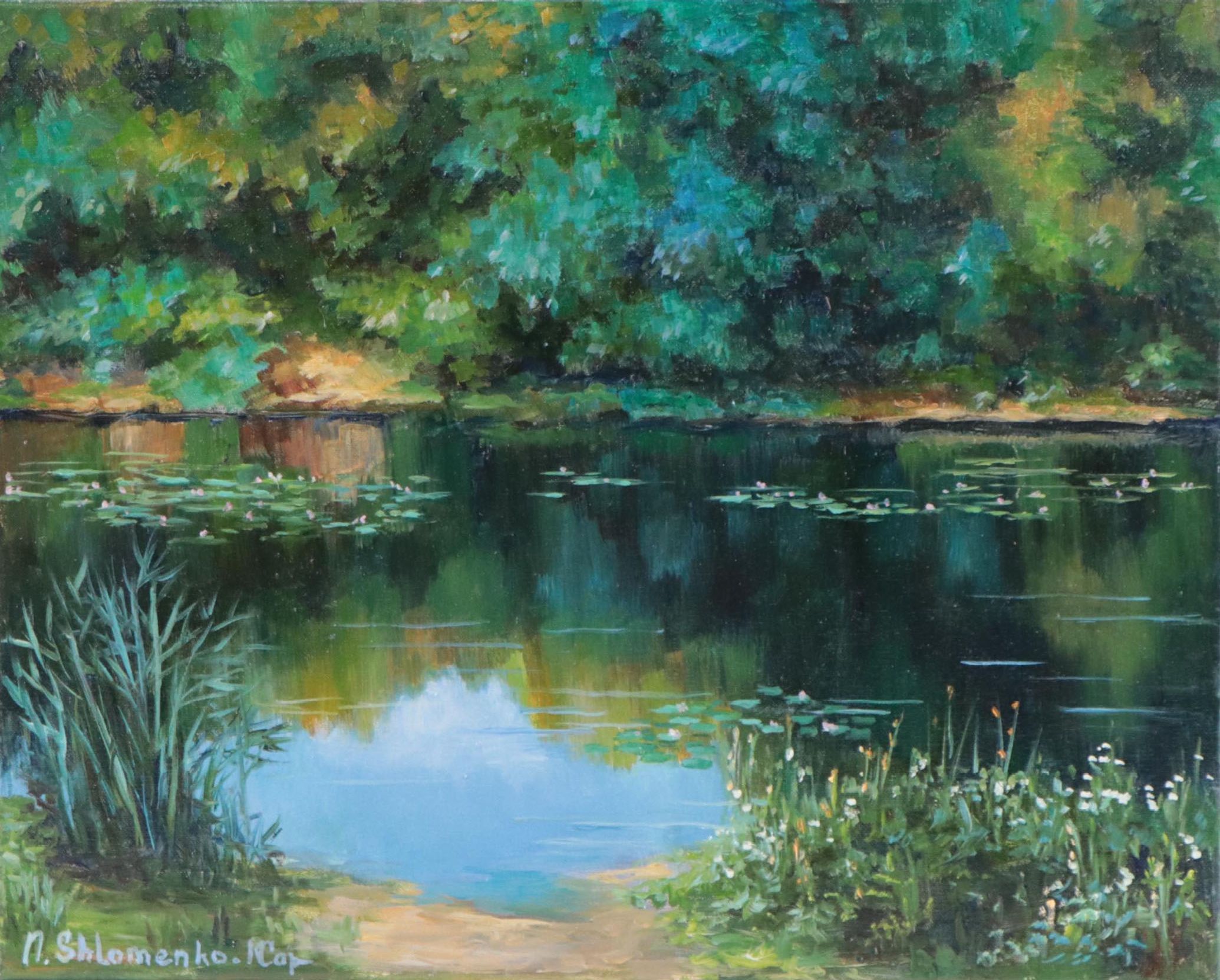 Nataliya Shlomenko Oil Painting "The Bank of the River," 2022