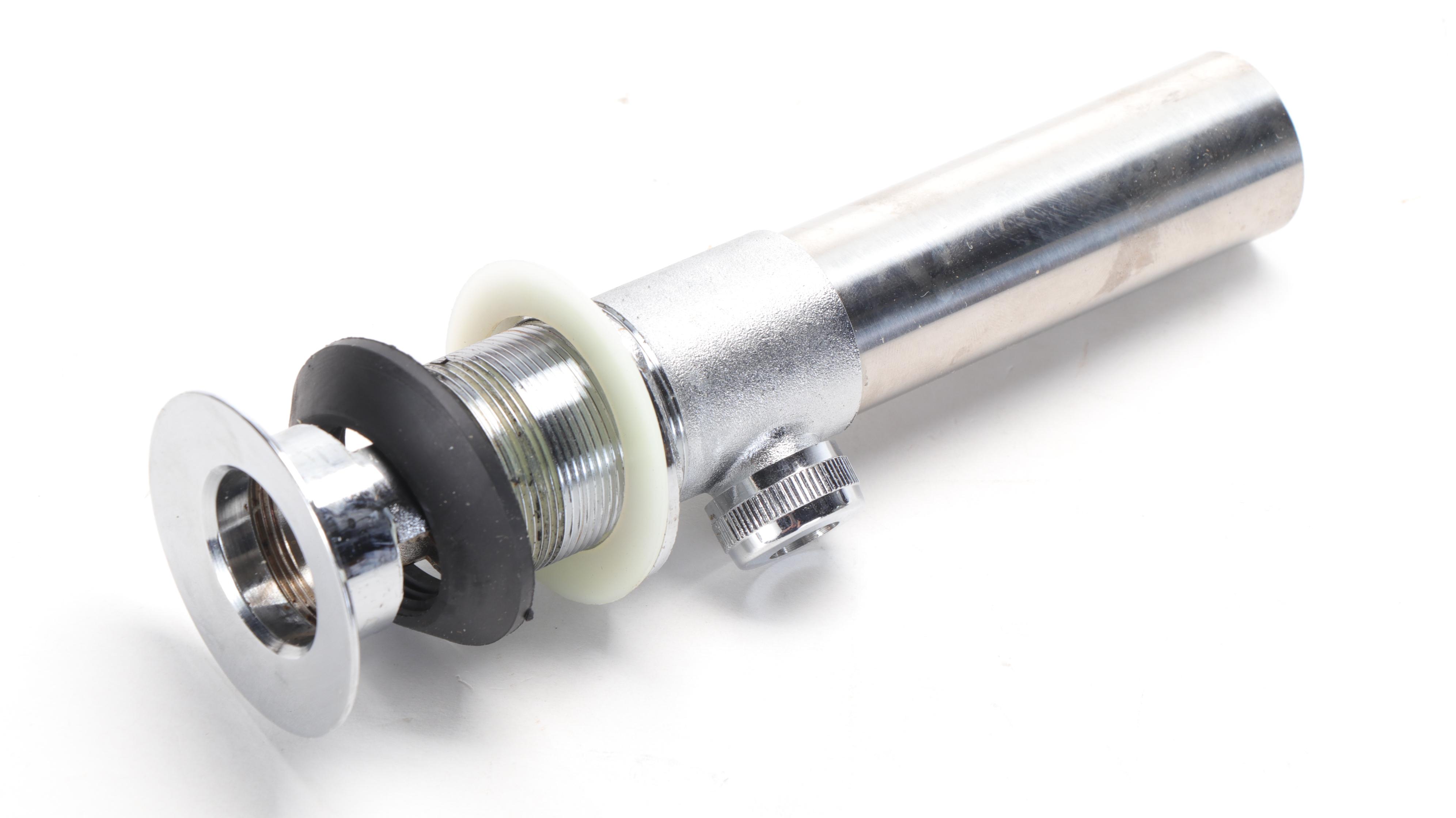 Gilt Accented Porcelain Undermount Bathroom Sink, Faucet and Drain Assemblage