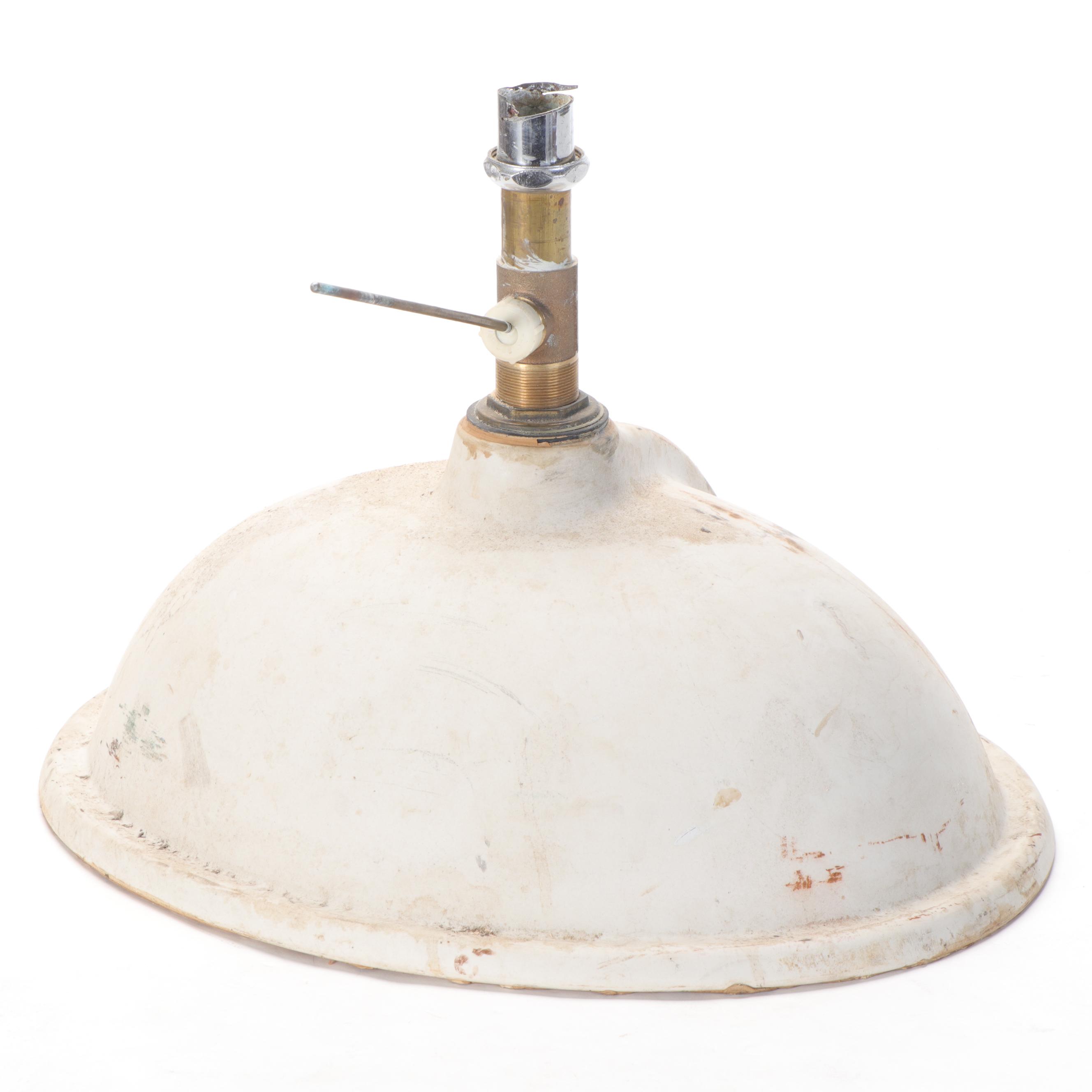 Gilt Accented Porcelain Undermount Bathroom Sink, Faucet and Drain Assemblage