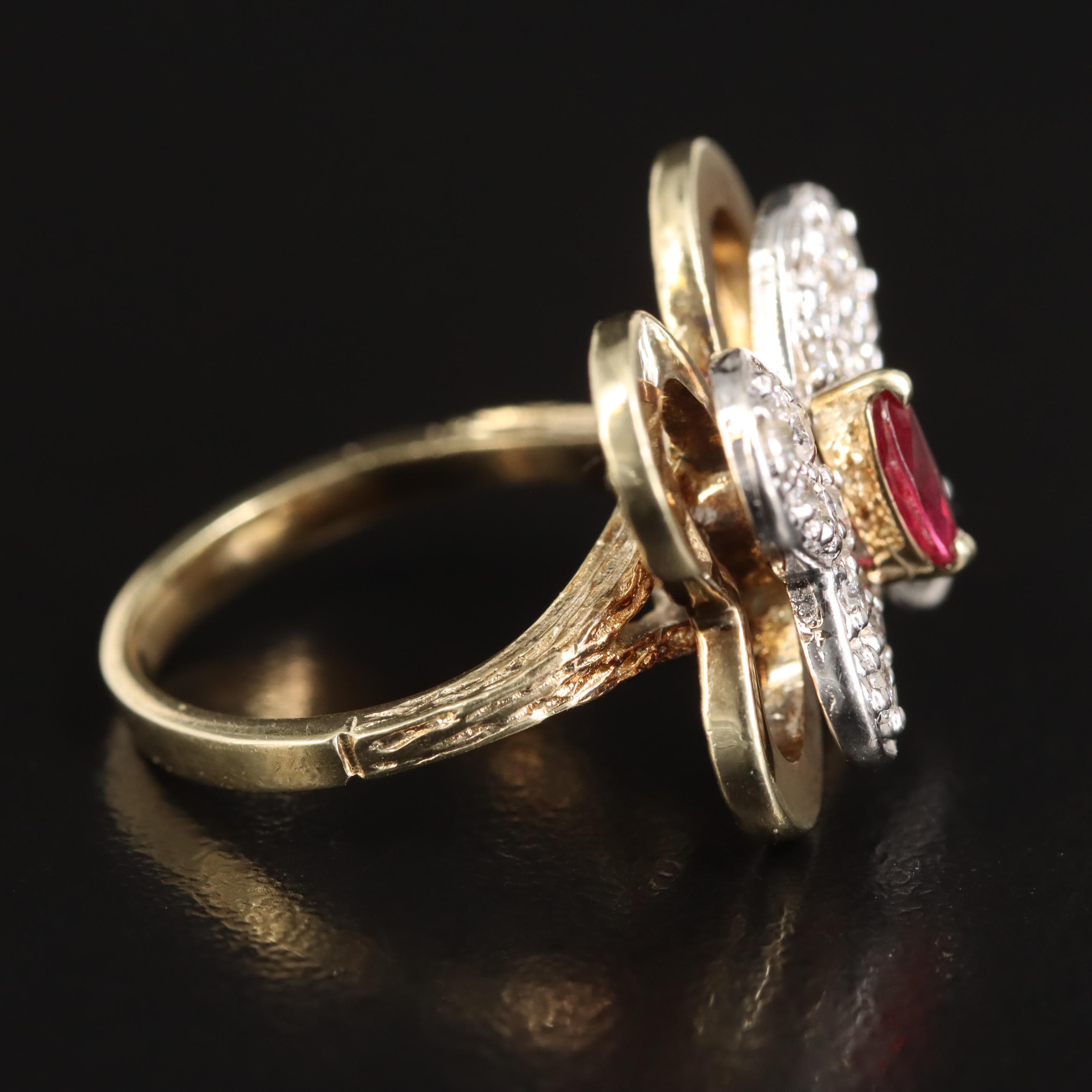 14K Ruby and Diamond Butterfly Ring