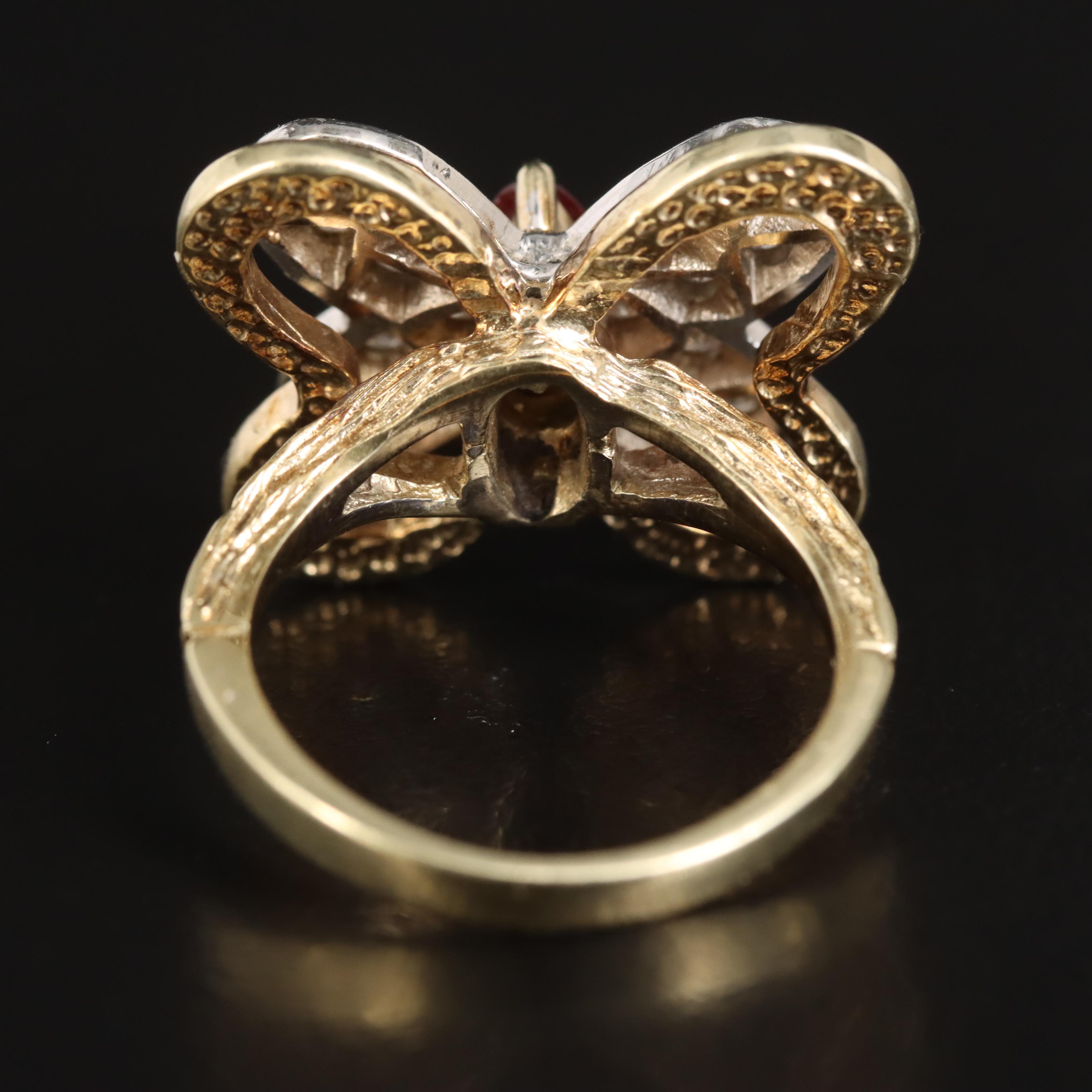 14K Ruby and Diamond Butterfly Ring