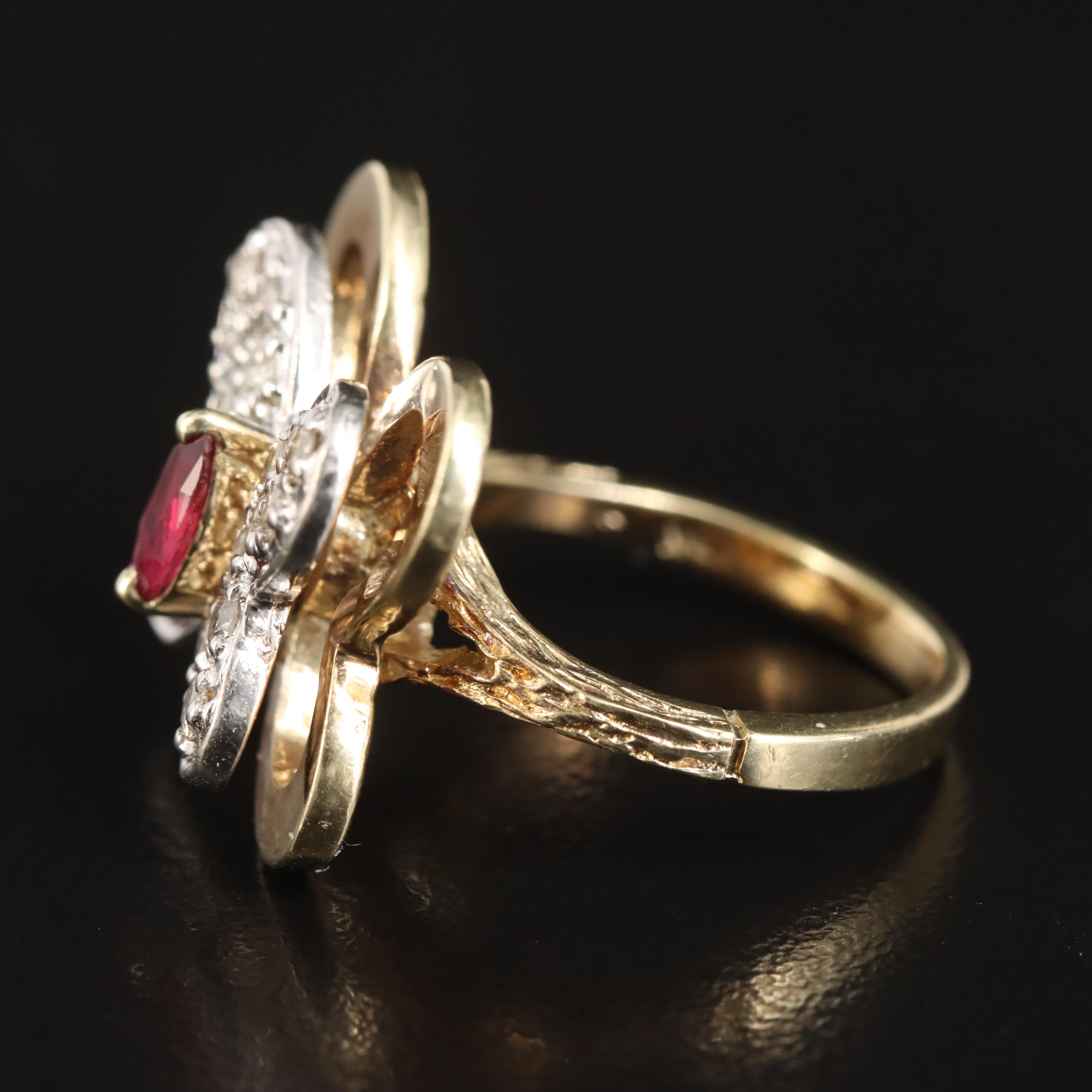 14K Ruby and Diamond Butterfly Ring