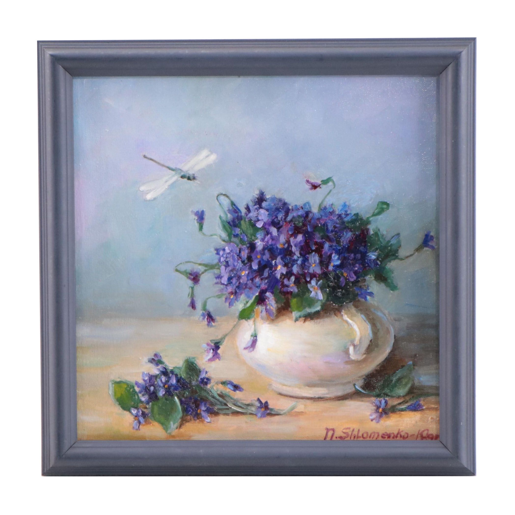 Nataliya Shlomenko Oil Painting "The Violets," 2022