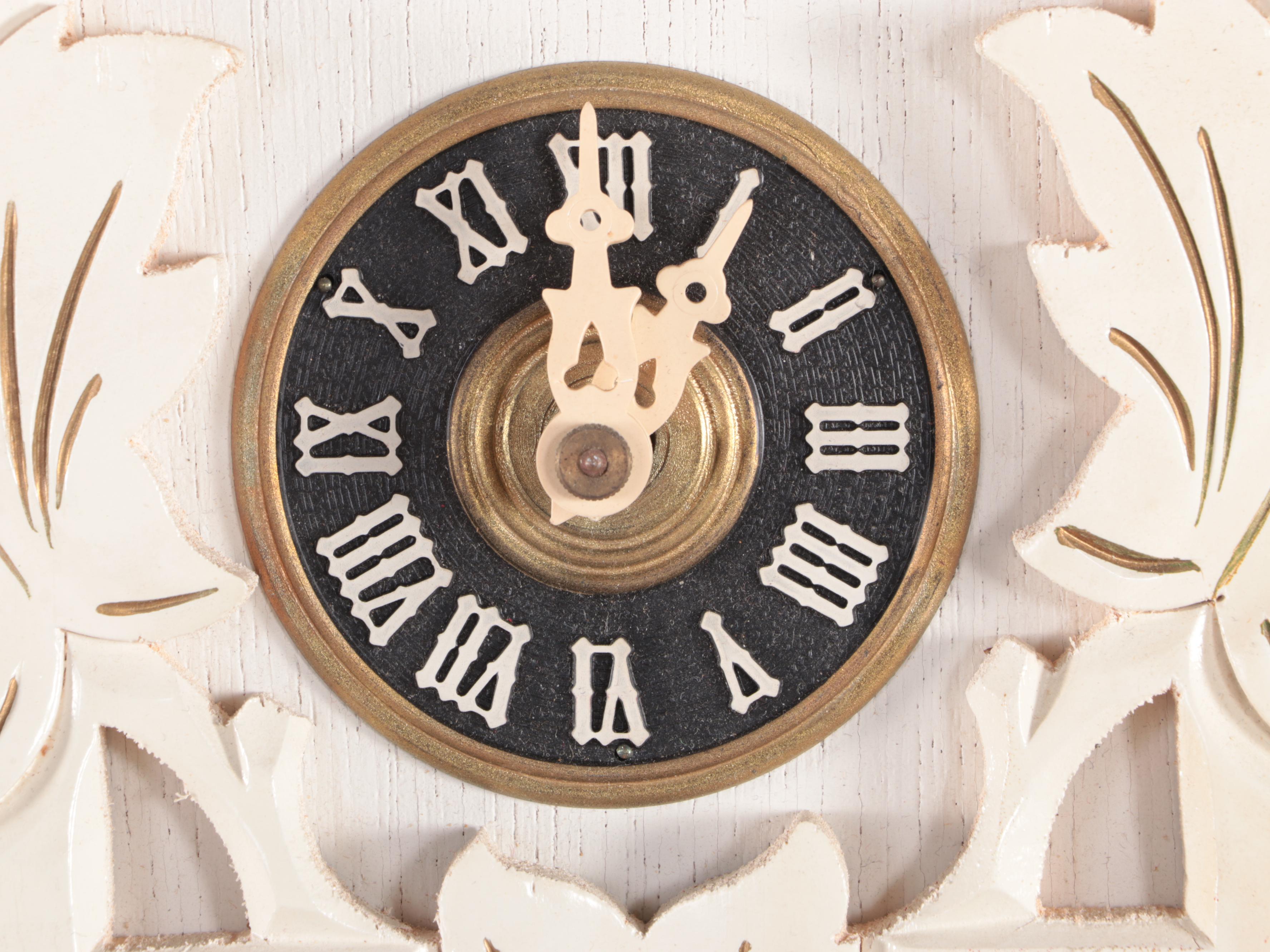 Regula German White Floral Wooden Cuckoo Clock