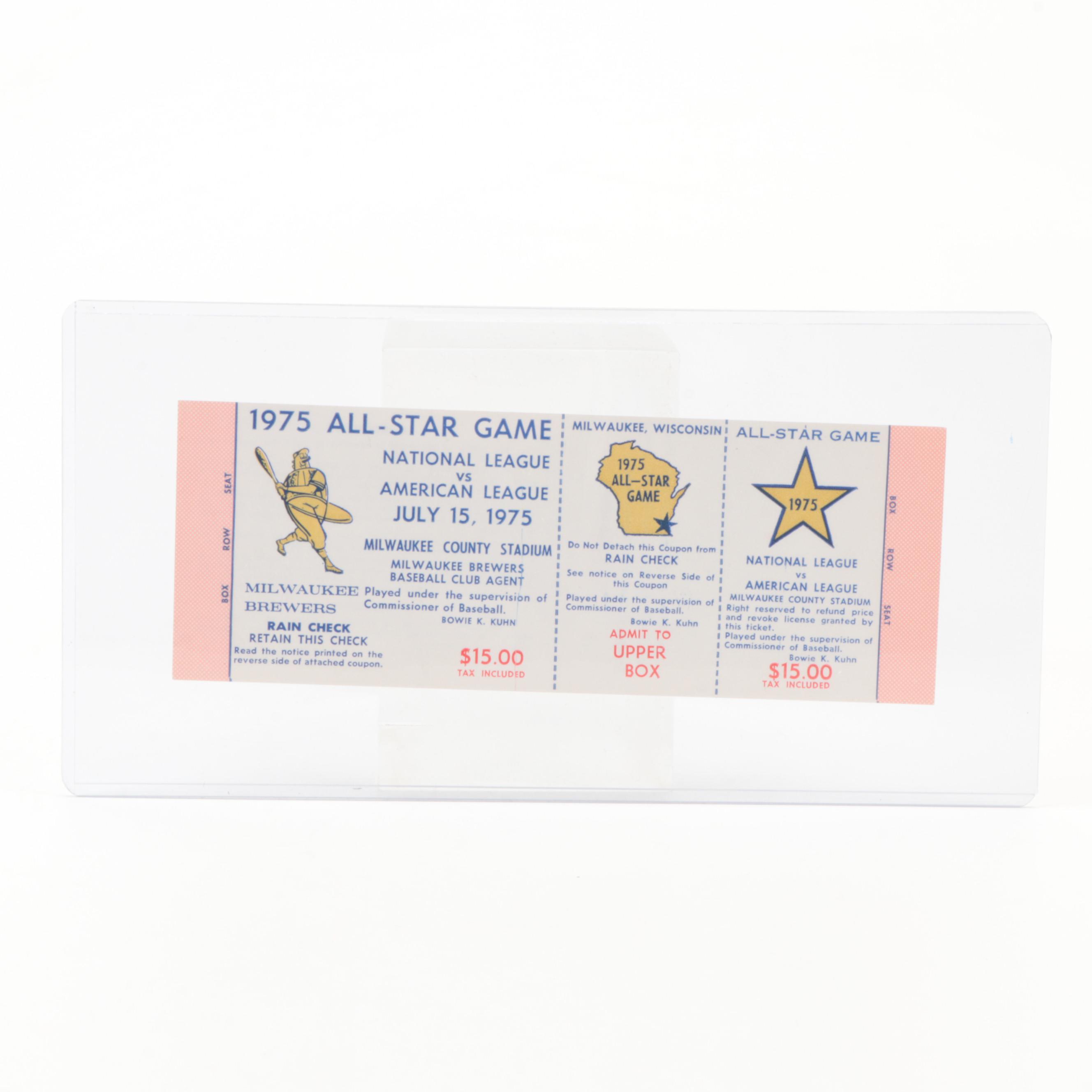 1975 MLB Hank Aaron's Last All-Star Game Ticket