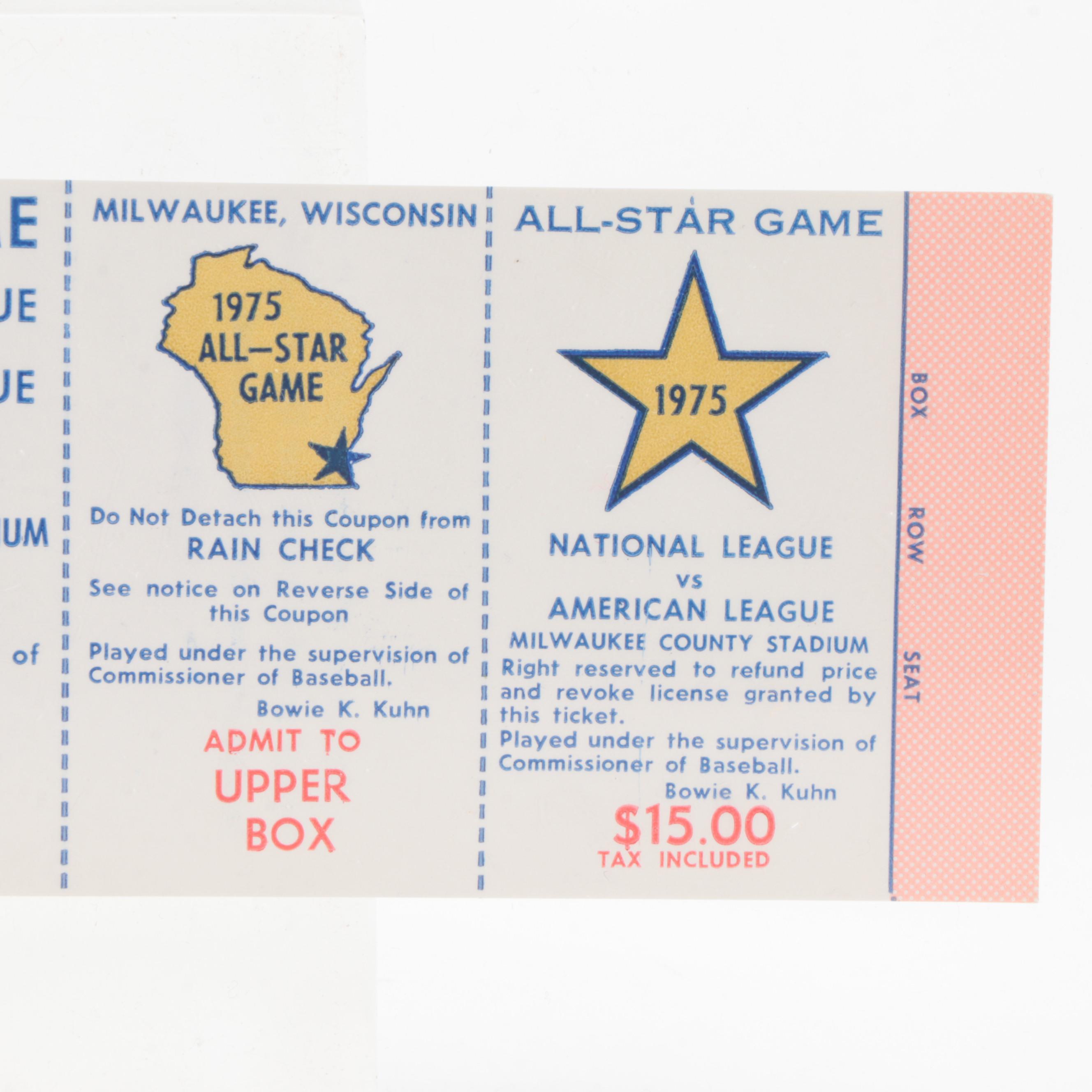 1975 MLB Hank Aaron's Last All-Star Game Ticket