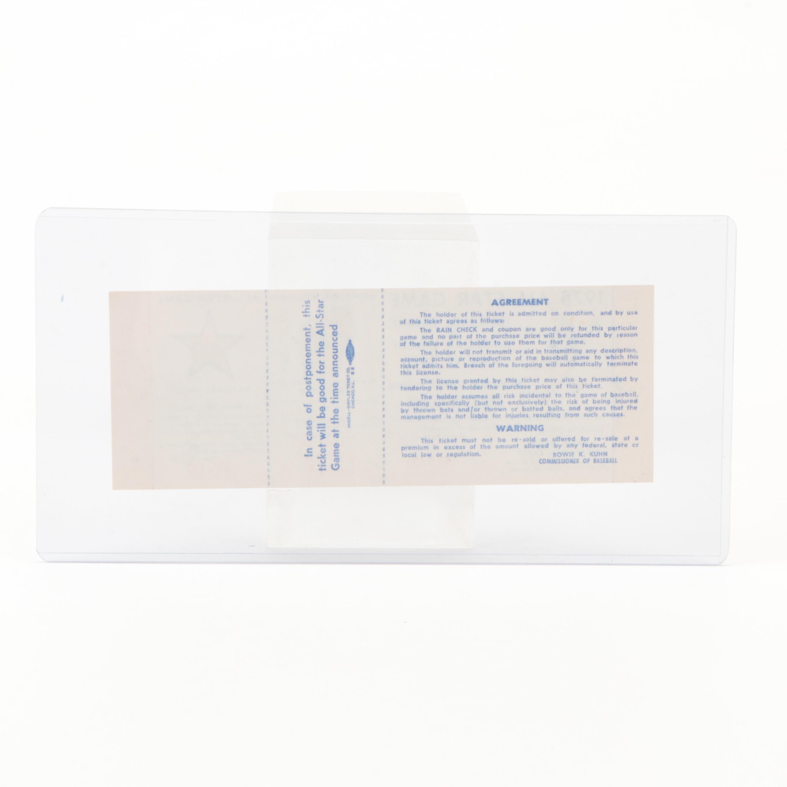 1975 MLB Hank Aaron's Last All-Star Game Ticket