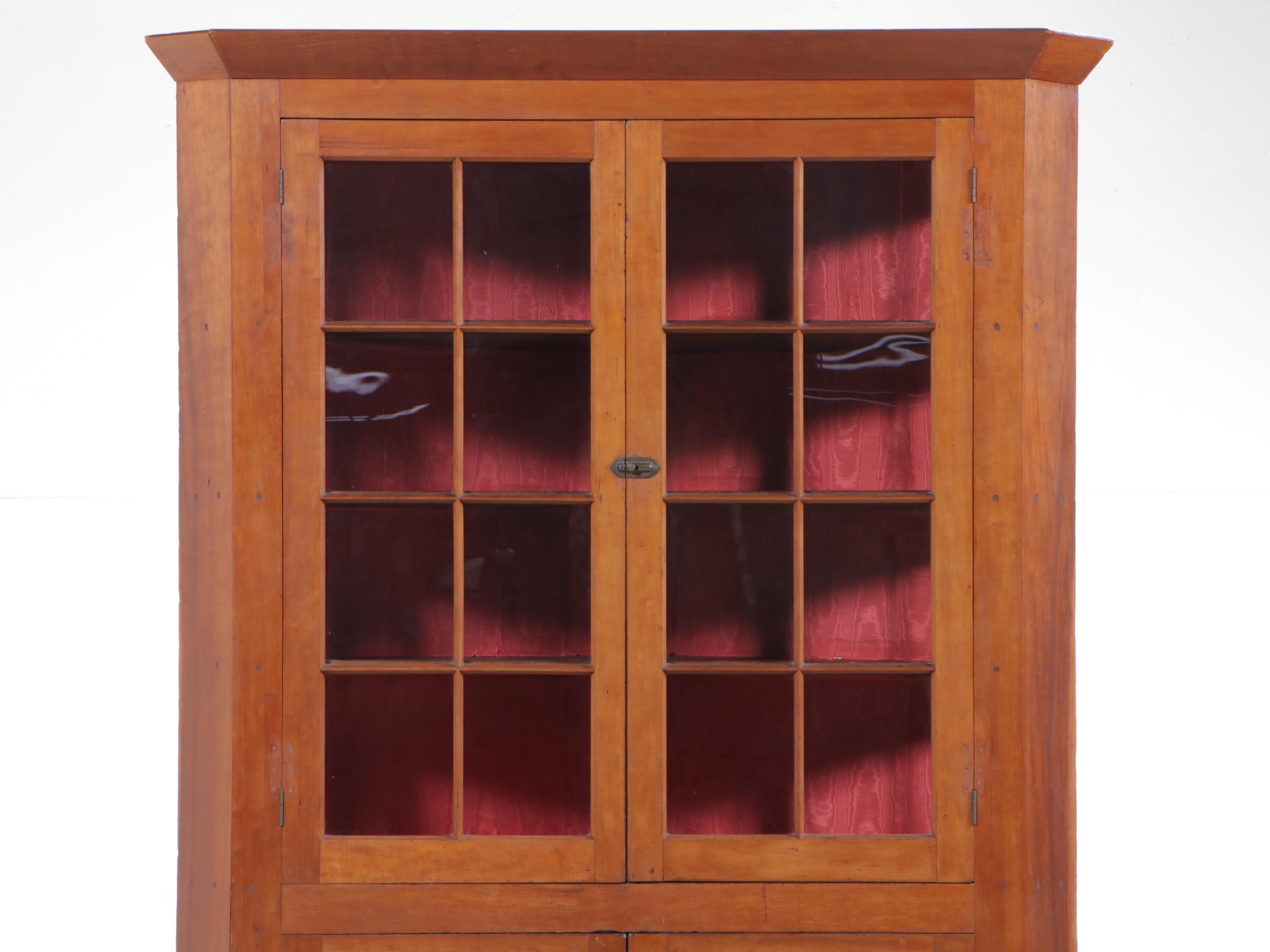 American Primitive Cherrywood Corner Cupboard, Early to Mid 19th Century