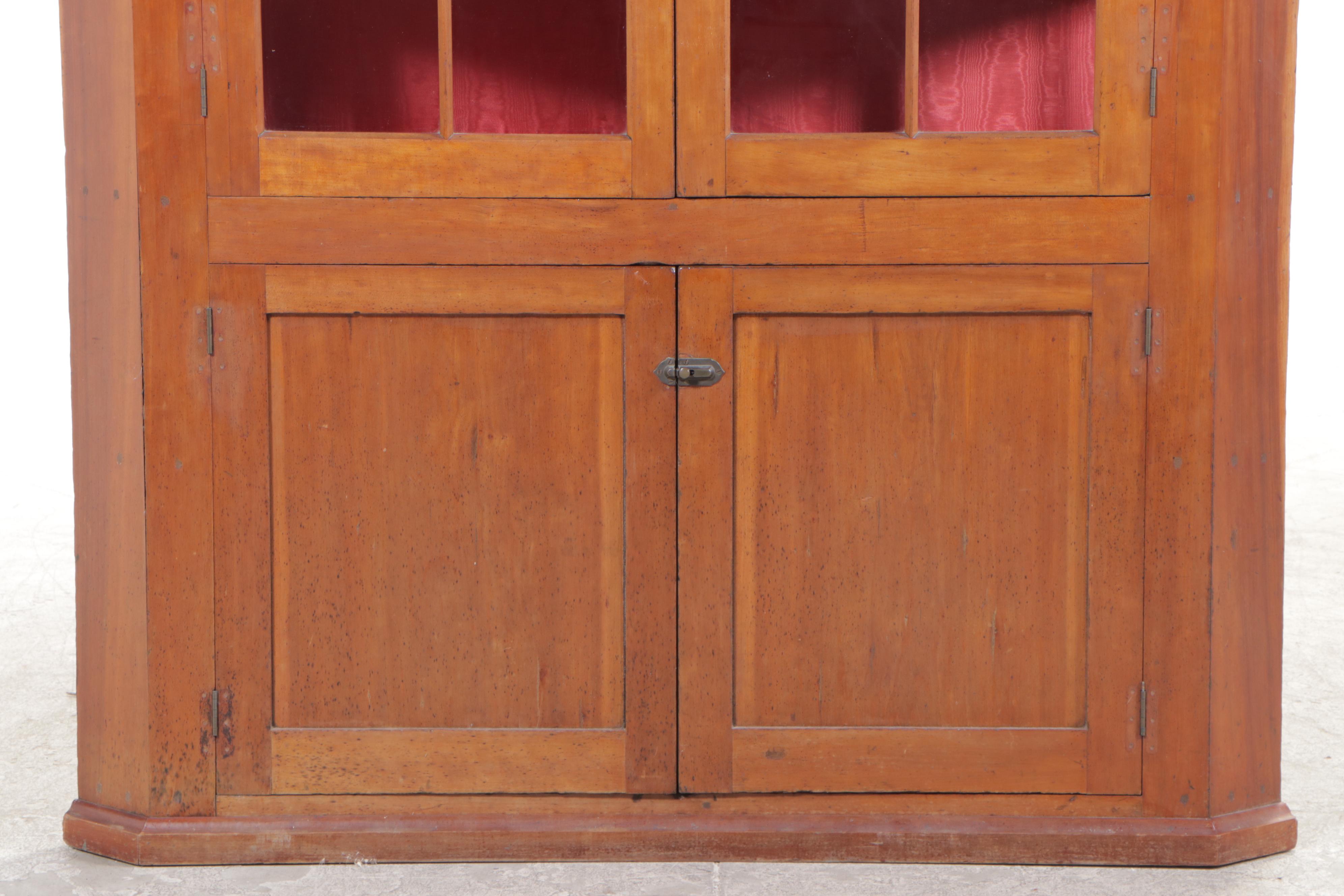 American Primitive Cherrywood Corner Cupboard, Early to Mid 19th Century