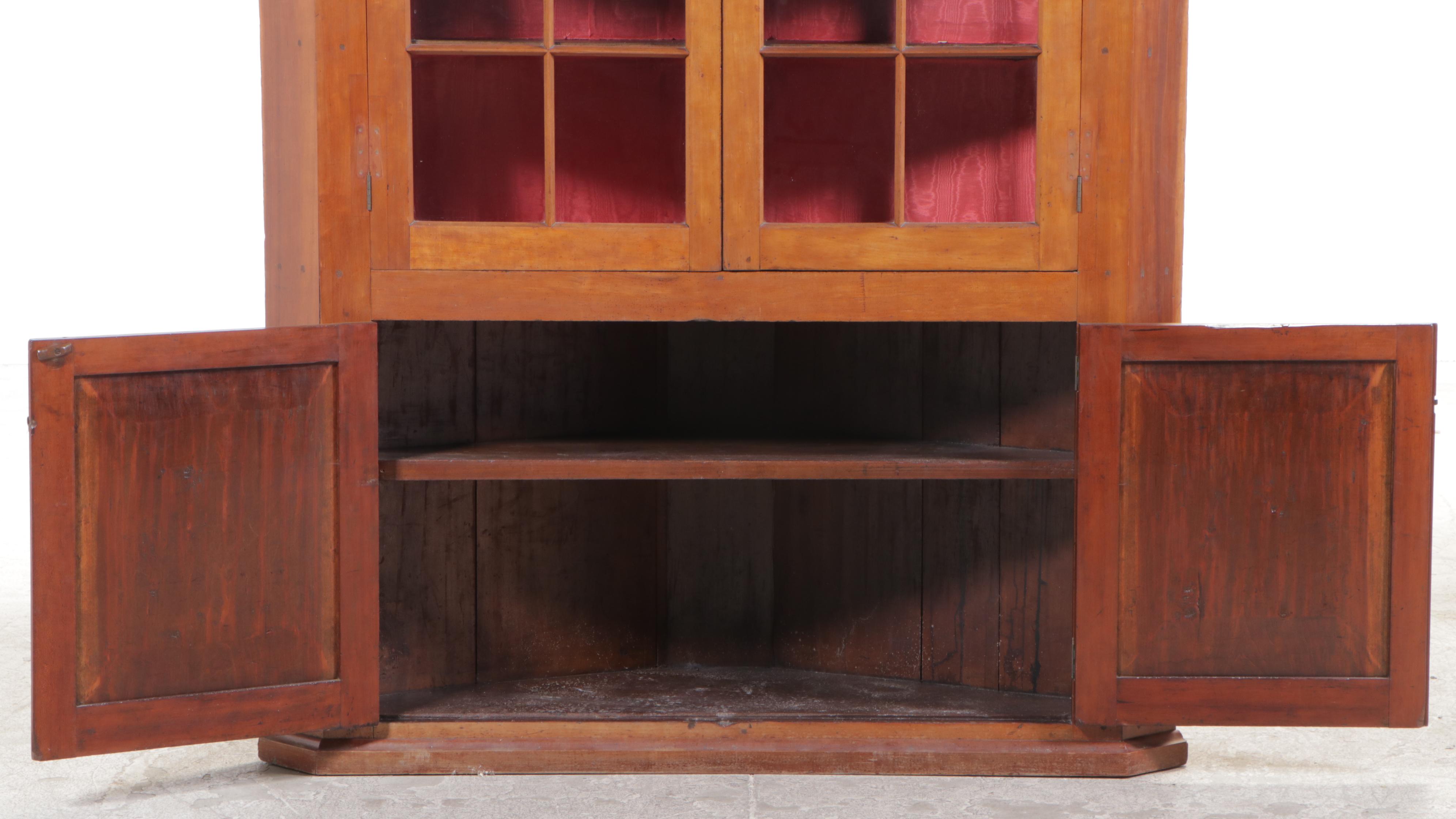 American Primitive Cherrywood Corner Cupboard, Early to Mid 19th Century