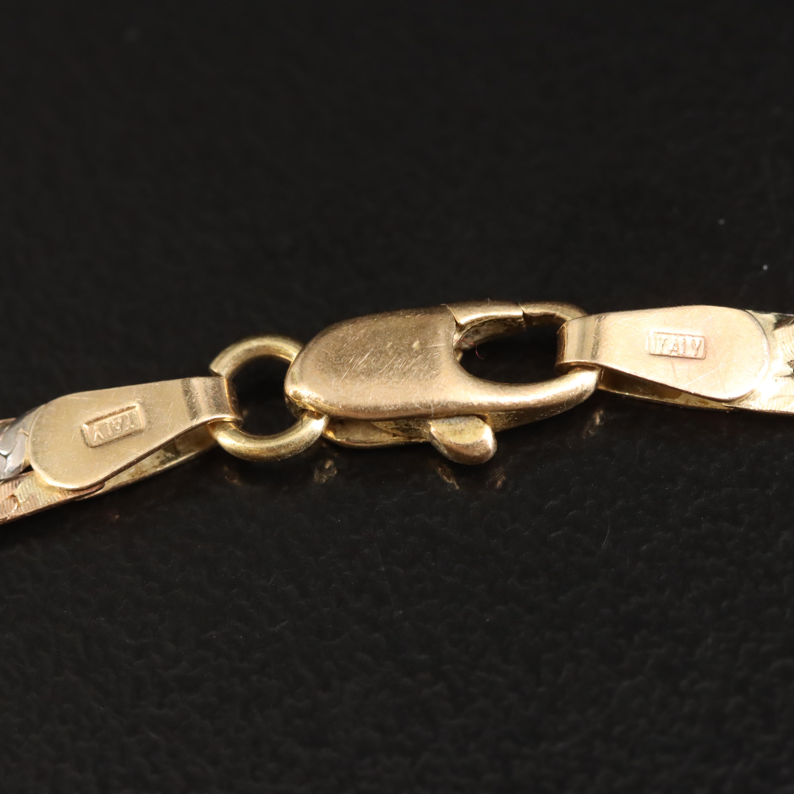 14K Tri-Color Braided Herringbone Chain Bracelet