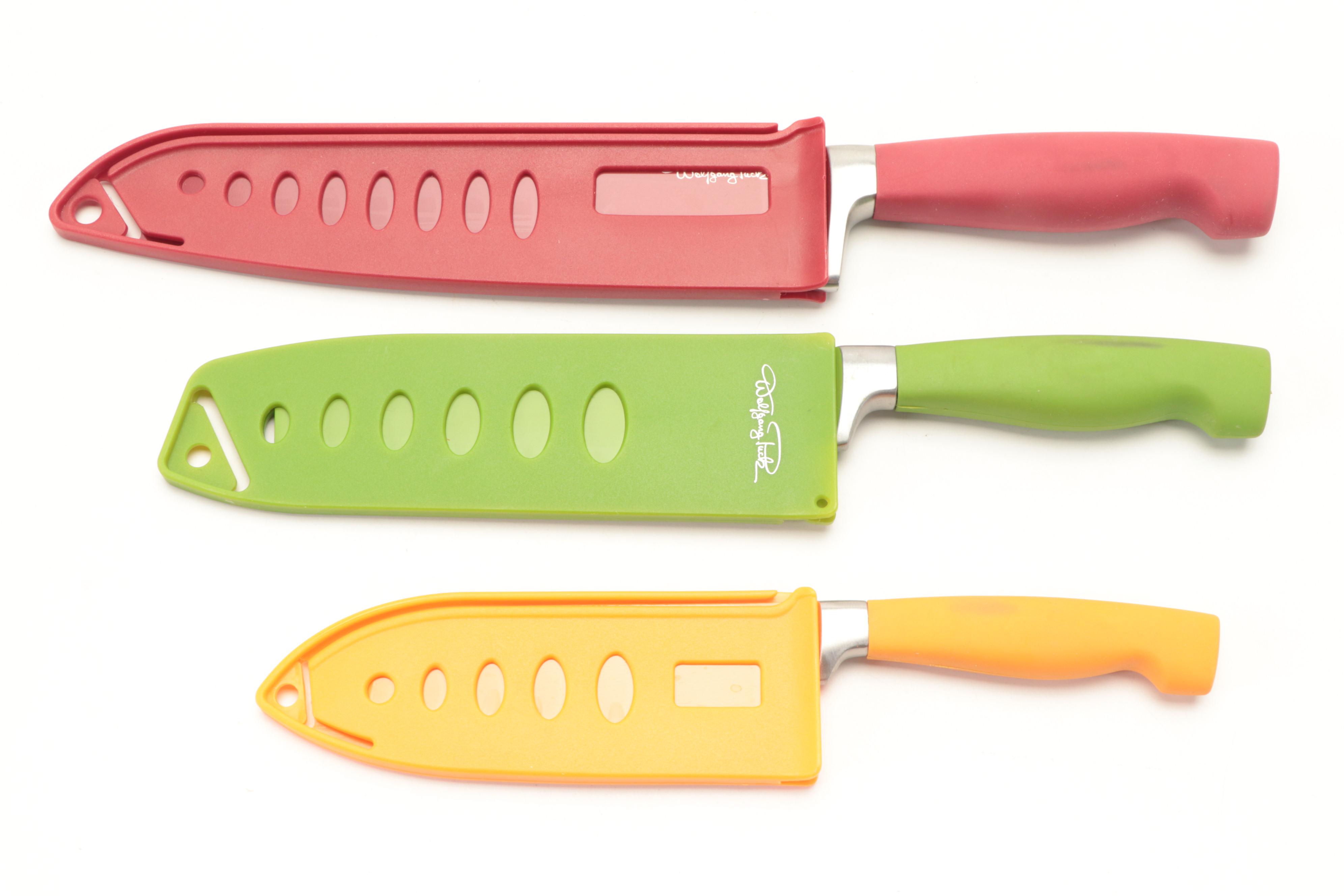 Wolfgang Puck Colored Non-Stick Knives with Vacu Vin Pineapple Slicer