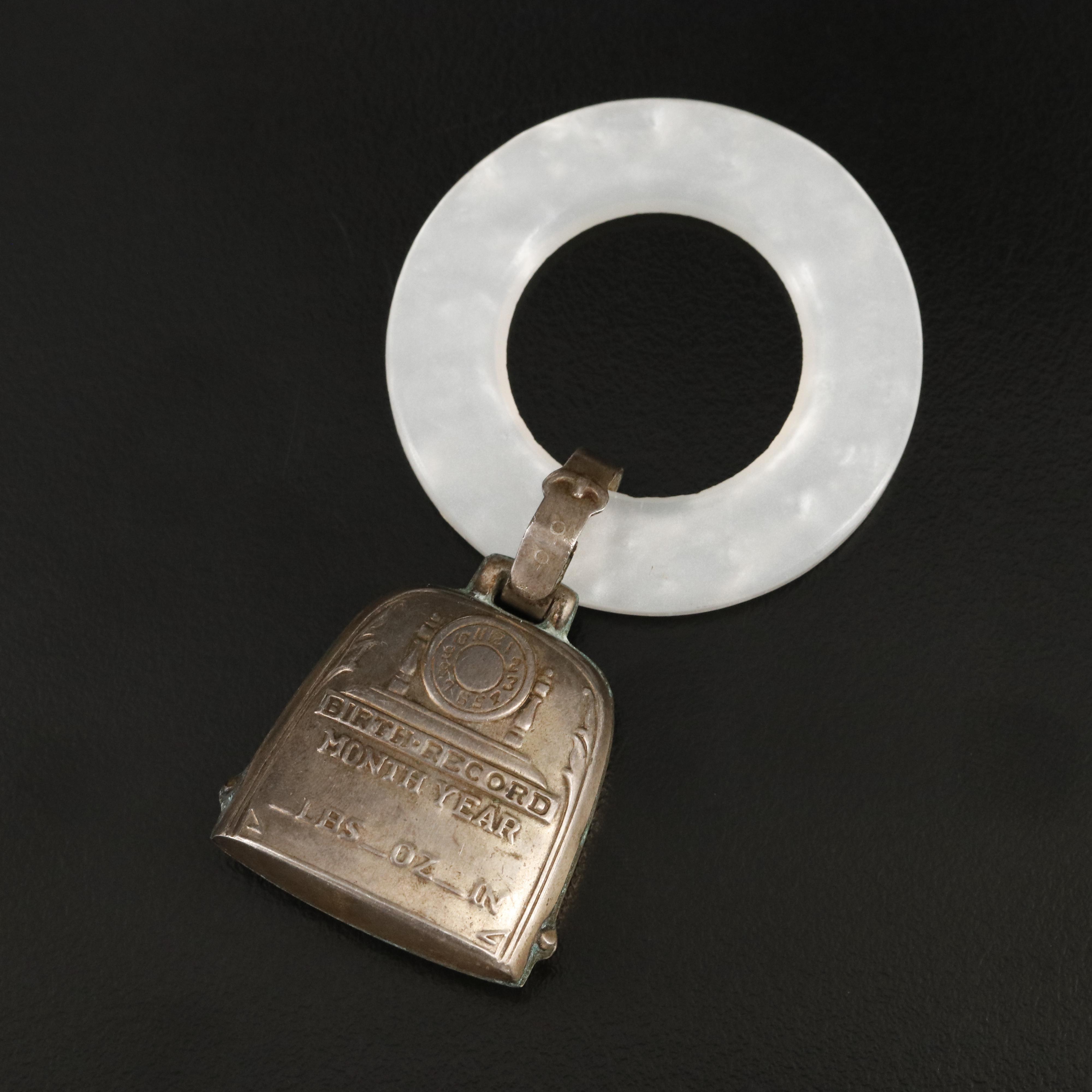 Vintage Sterling Faux Mother-of-Pearl Teething Ring